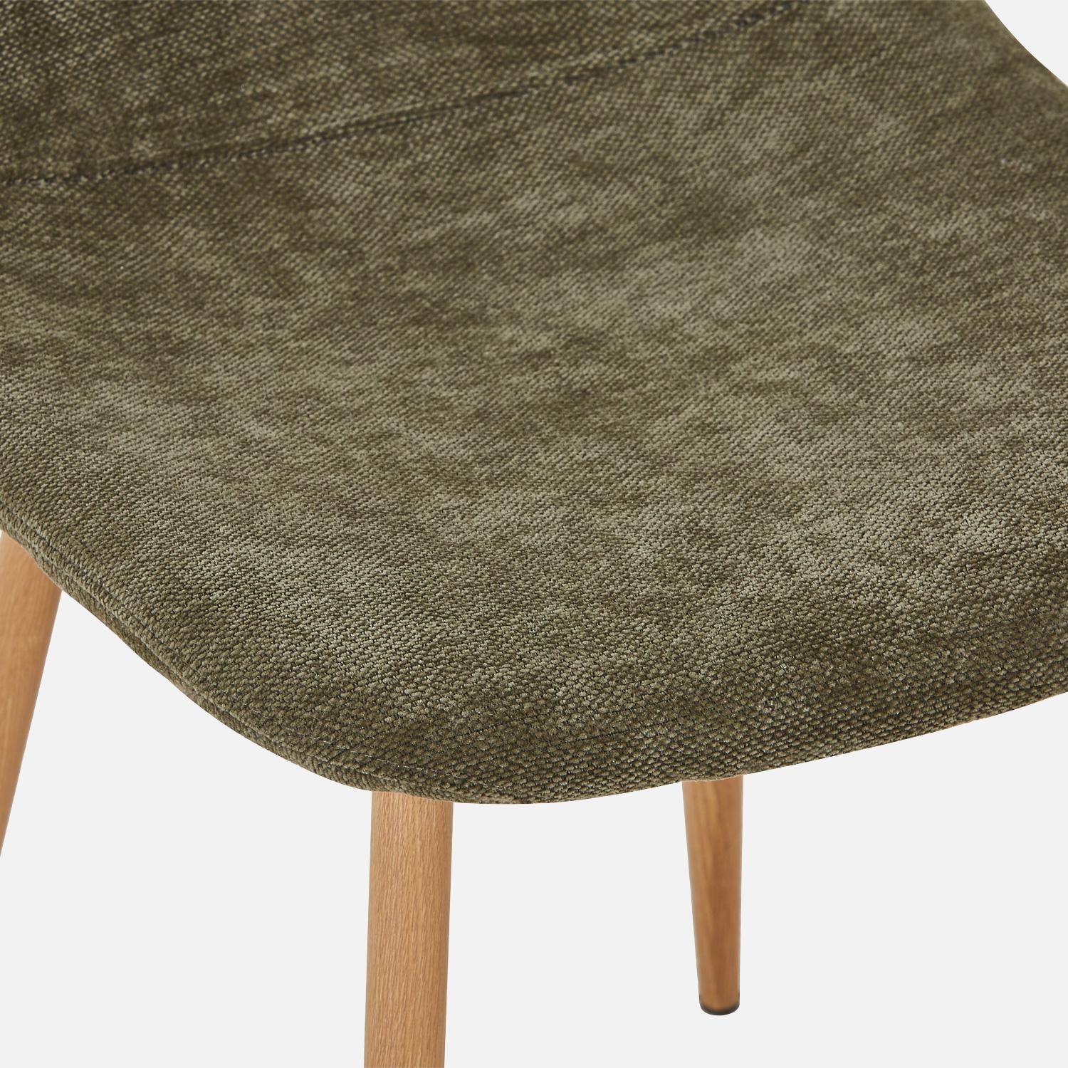 Lot de 2 chaises décor bois et tissu kaki - Vera Photo5