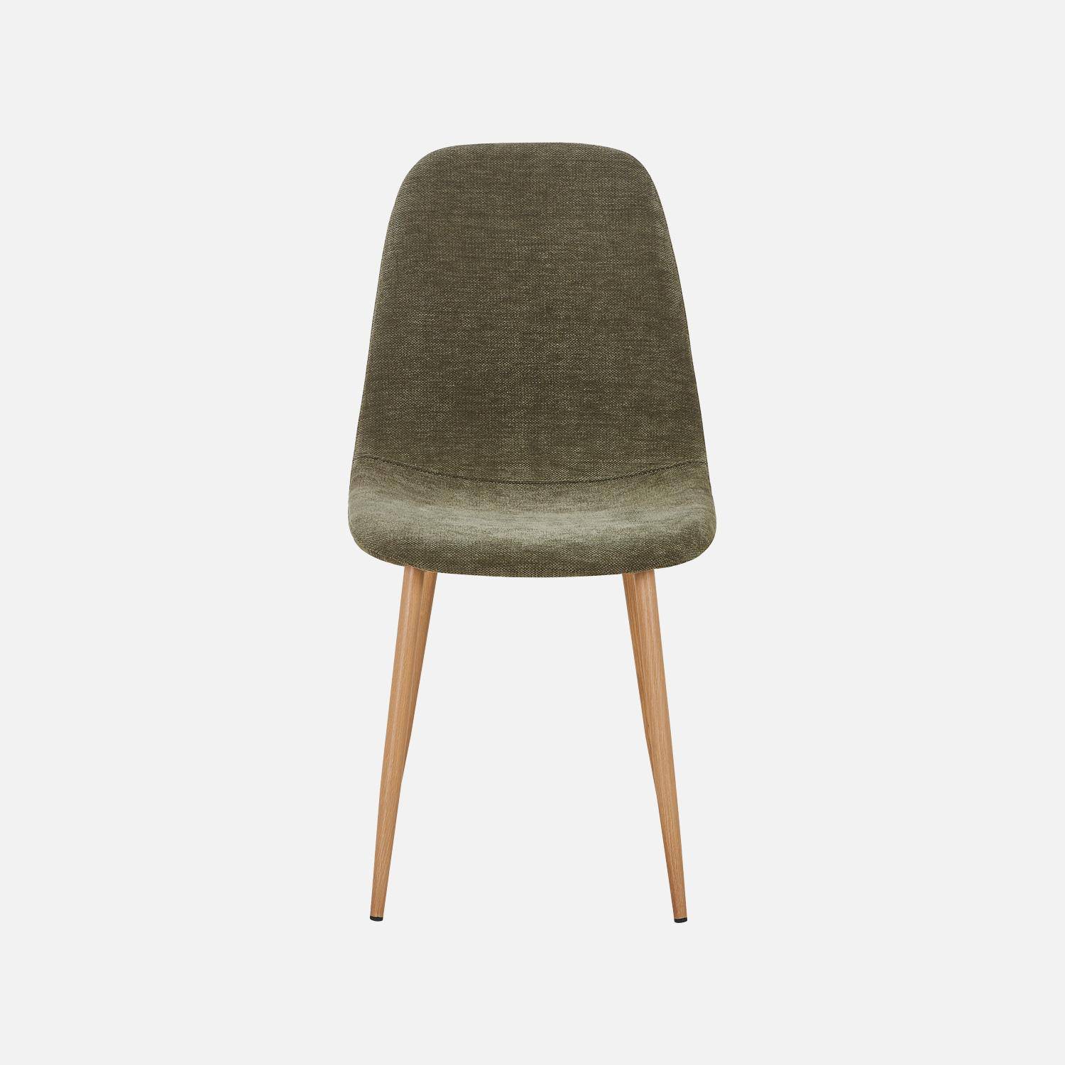 Lot de 2 chaises décor bois et tissu kaki - Vera Photo3