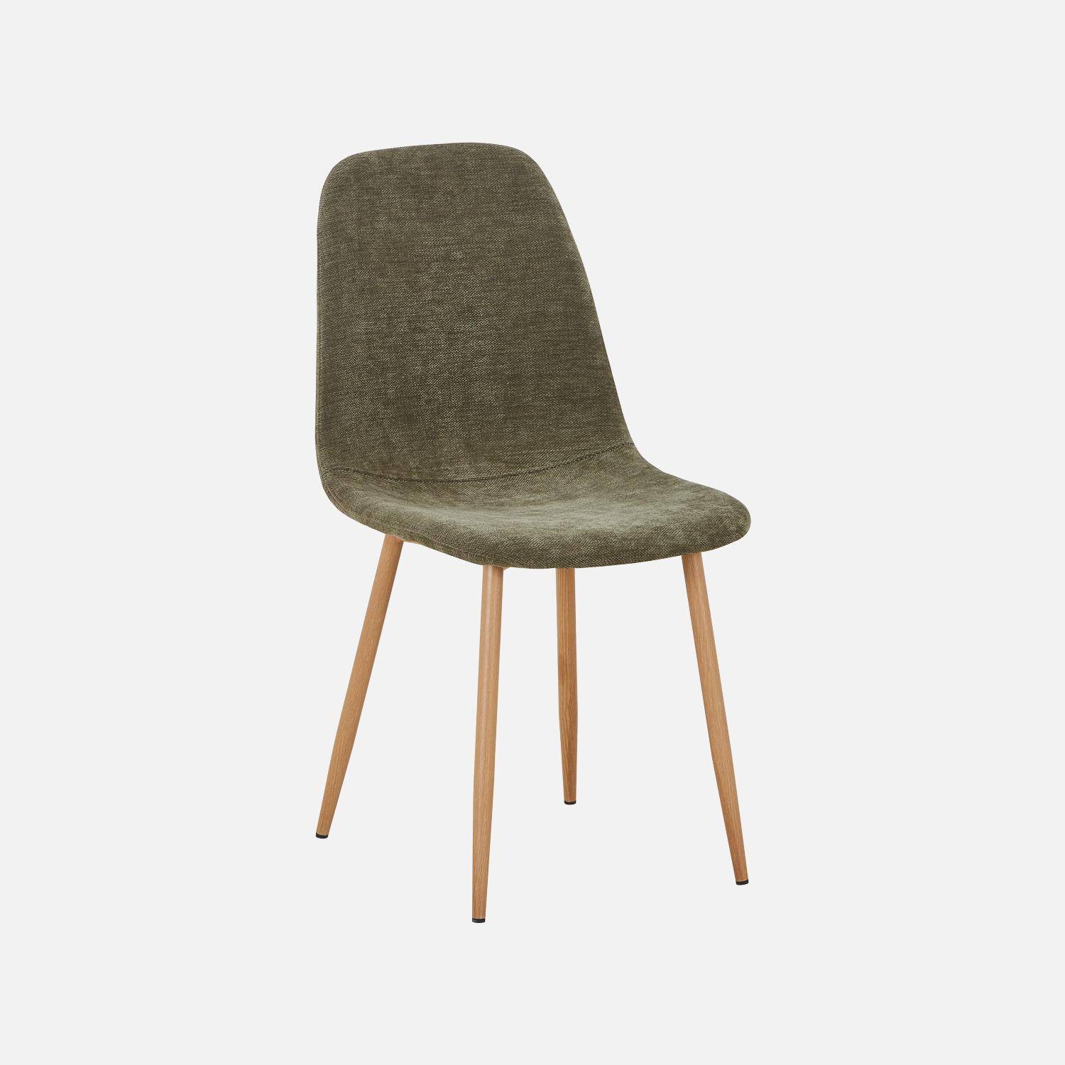 Lot de 2 chaises décor bois et tissu kaki - Vera Photo2