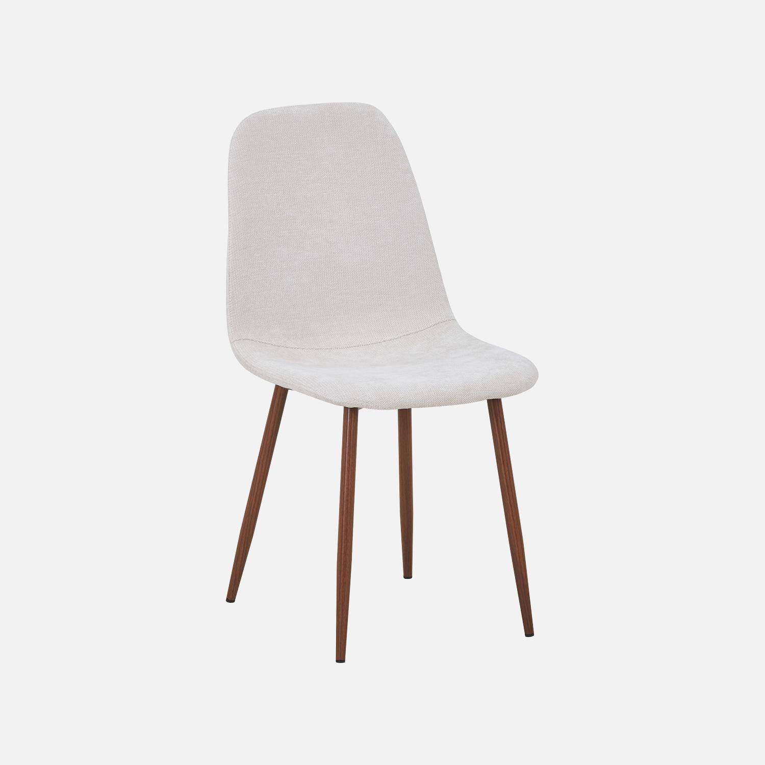 Set van 2 stoelen met walnootkleurig houtdecor en stof beige - Vera Photo2