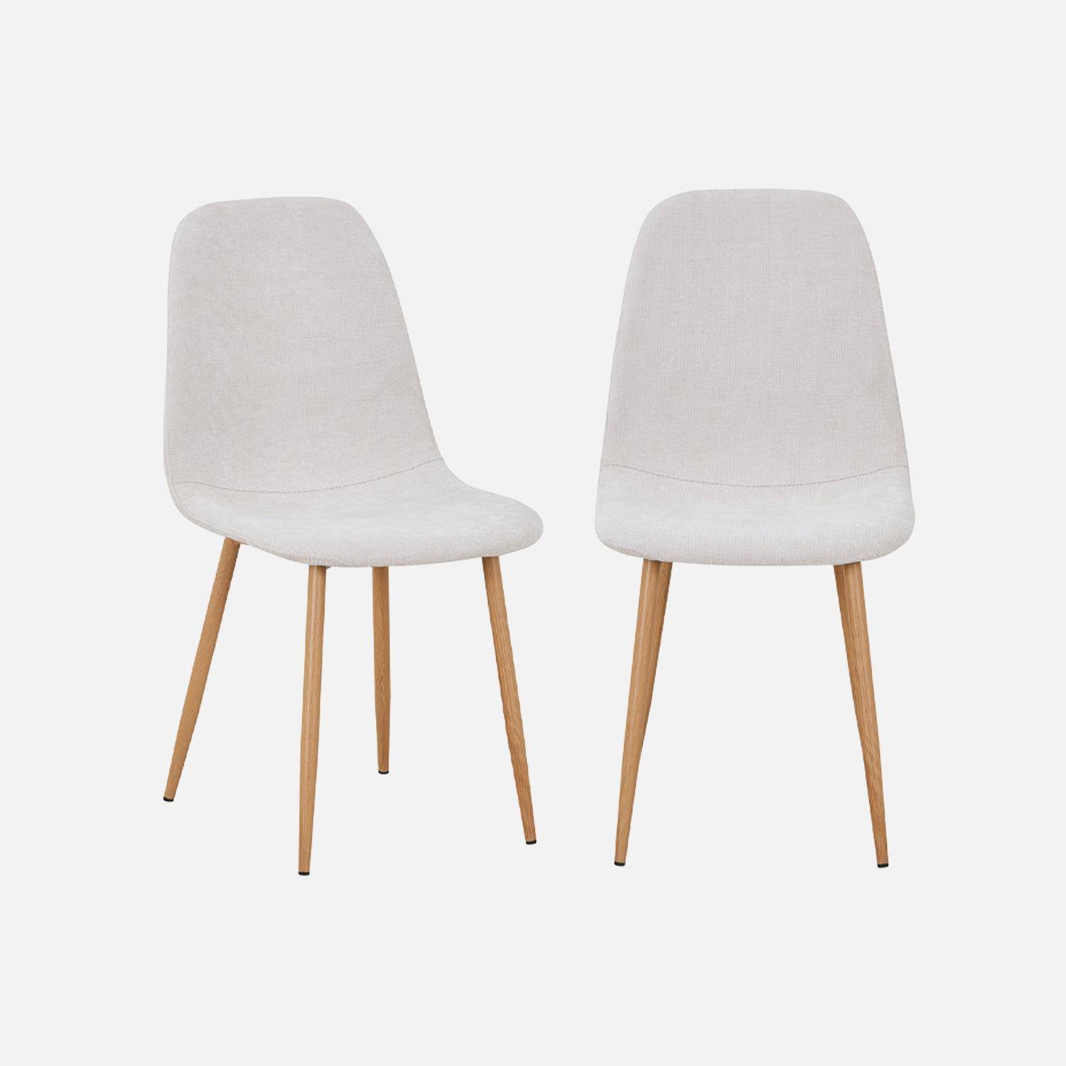 Lot de 2 chaises décor bois et tissu beige - Vera Photo1
