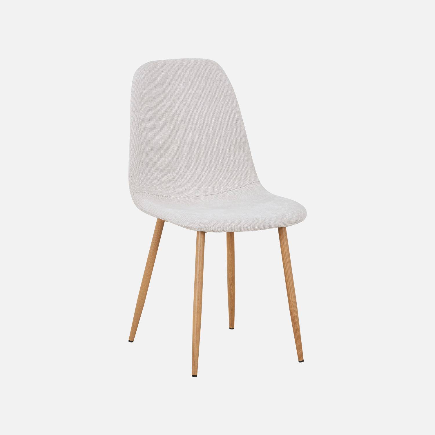 Lot de 2 chaises décor bois et tissu beige - Vera Photo2