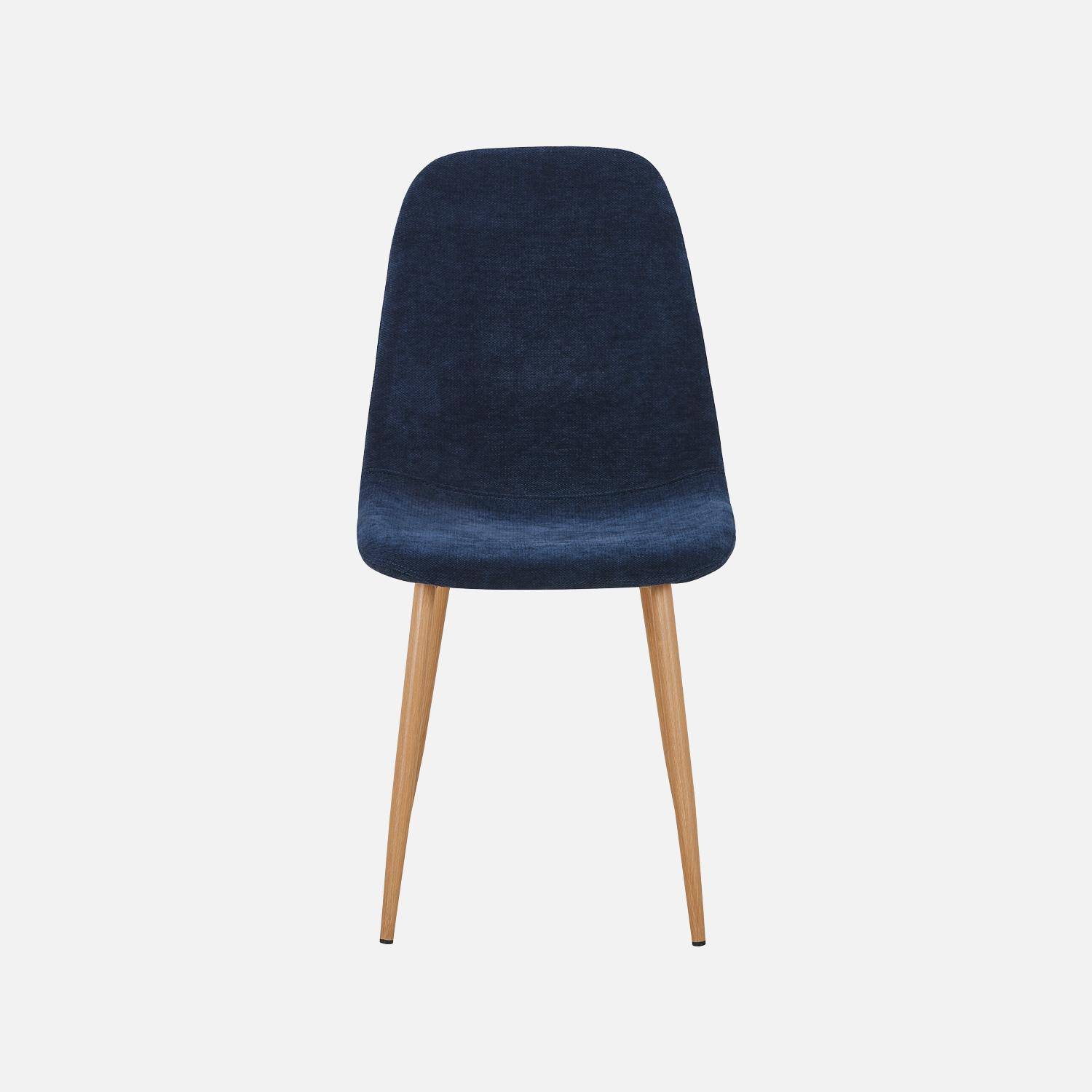 Set van 2 stoelen houtdecor en stof blauw - Vera Photo3