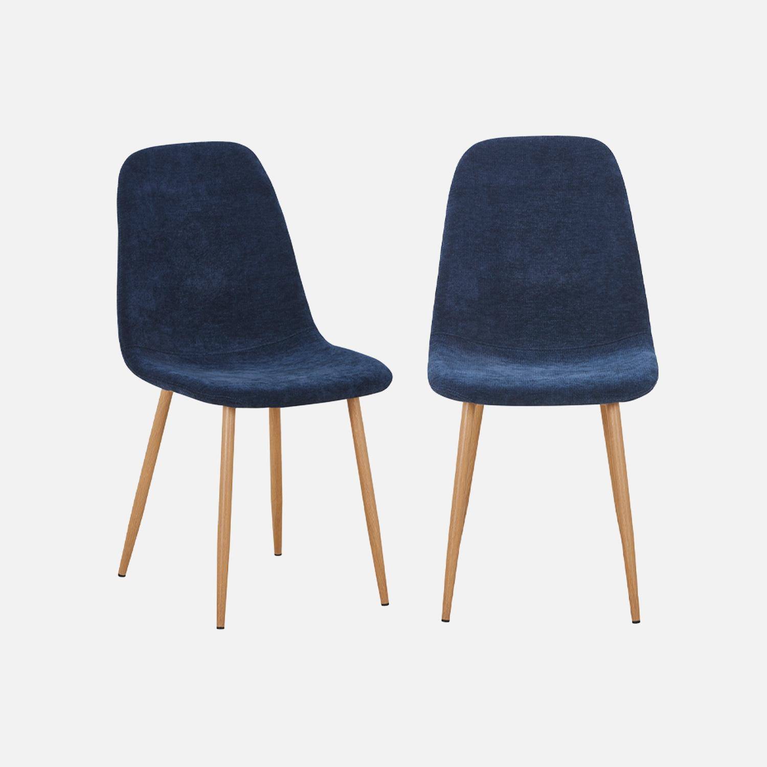 Set van 2 stoelen houtdecor en stof blauw - Vera Photo1