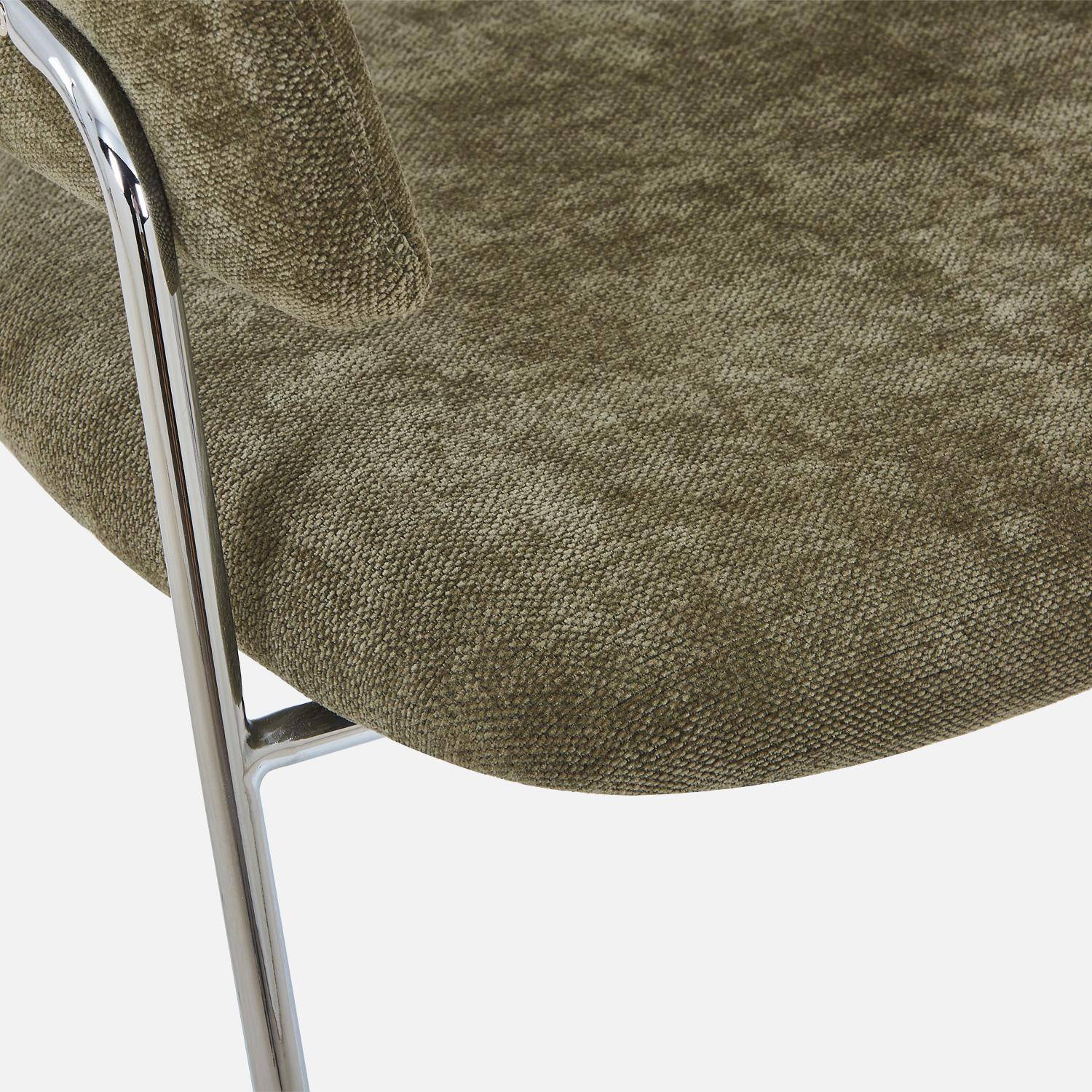 Lot de 2 fauteuils vintage tissu armature chromée kaki - Domo Photo6