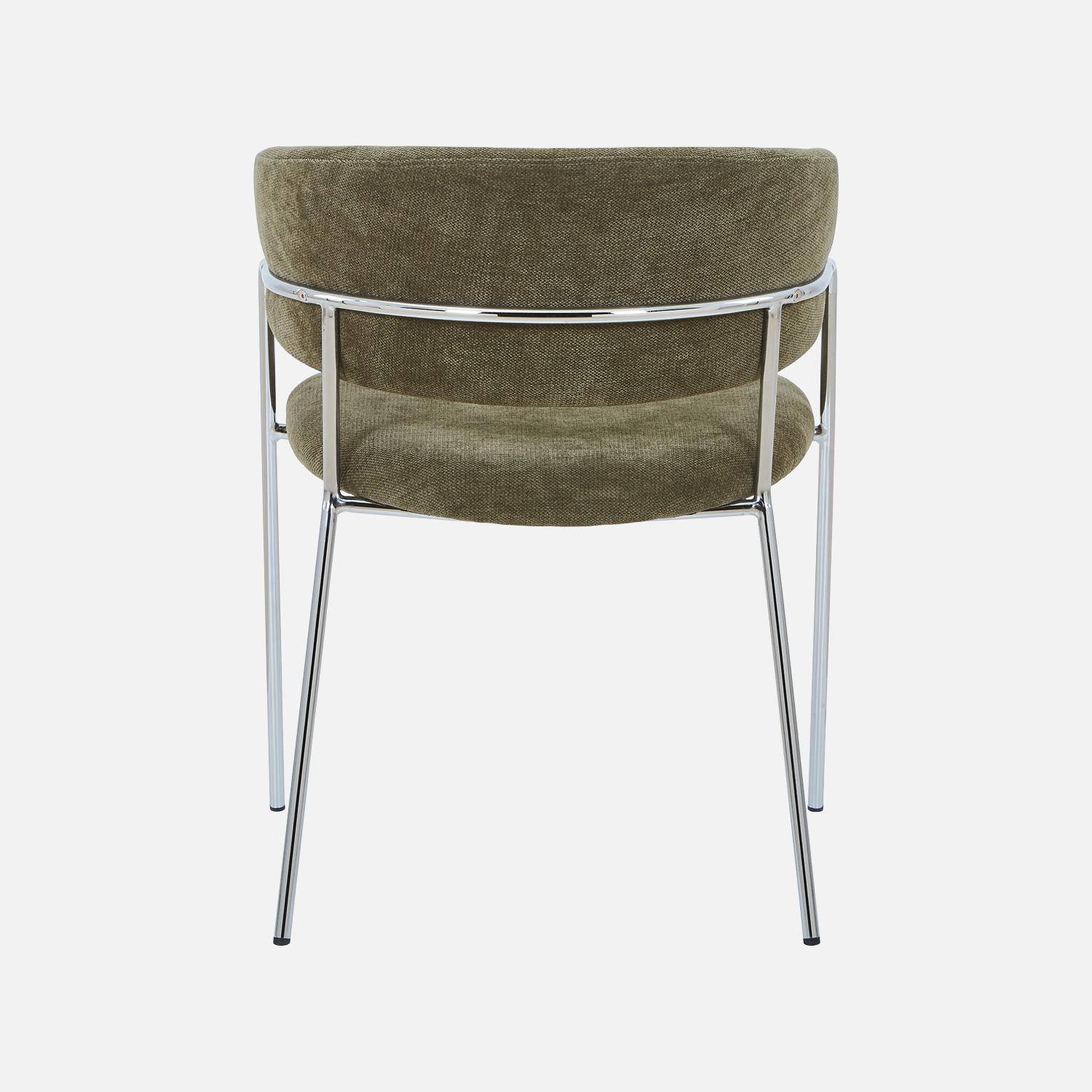 Lot de 2 fauteuils vintage tissu armature chromée kaki - Domo Photo5