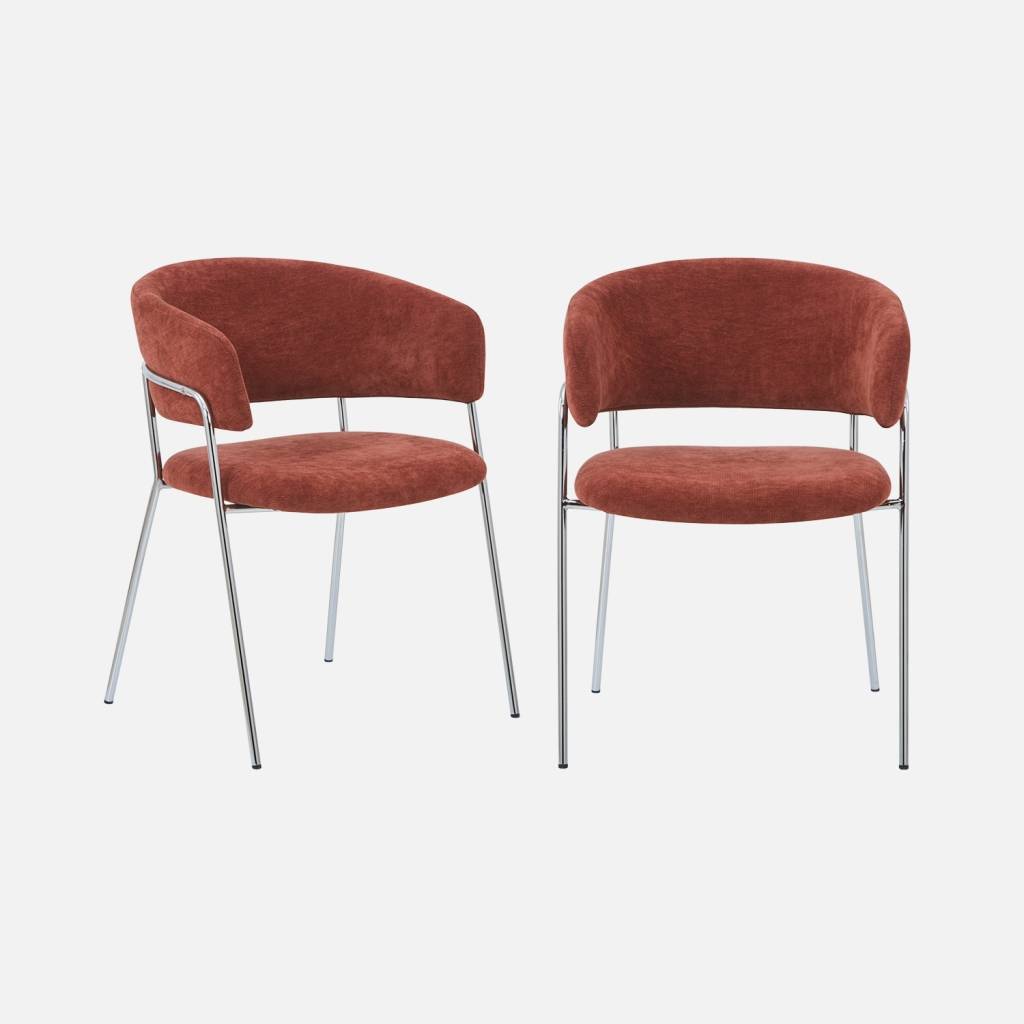 Lot de 2 fauteuils vintage tissu armature chromée rouge