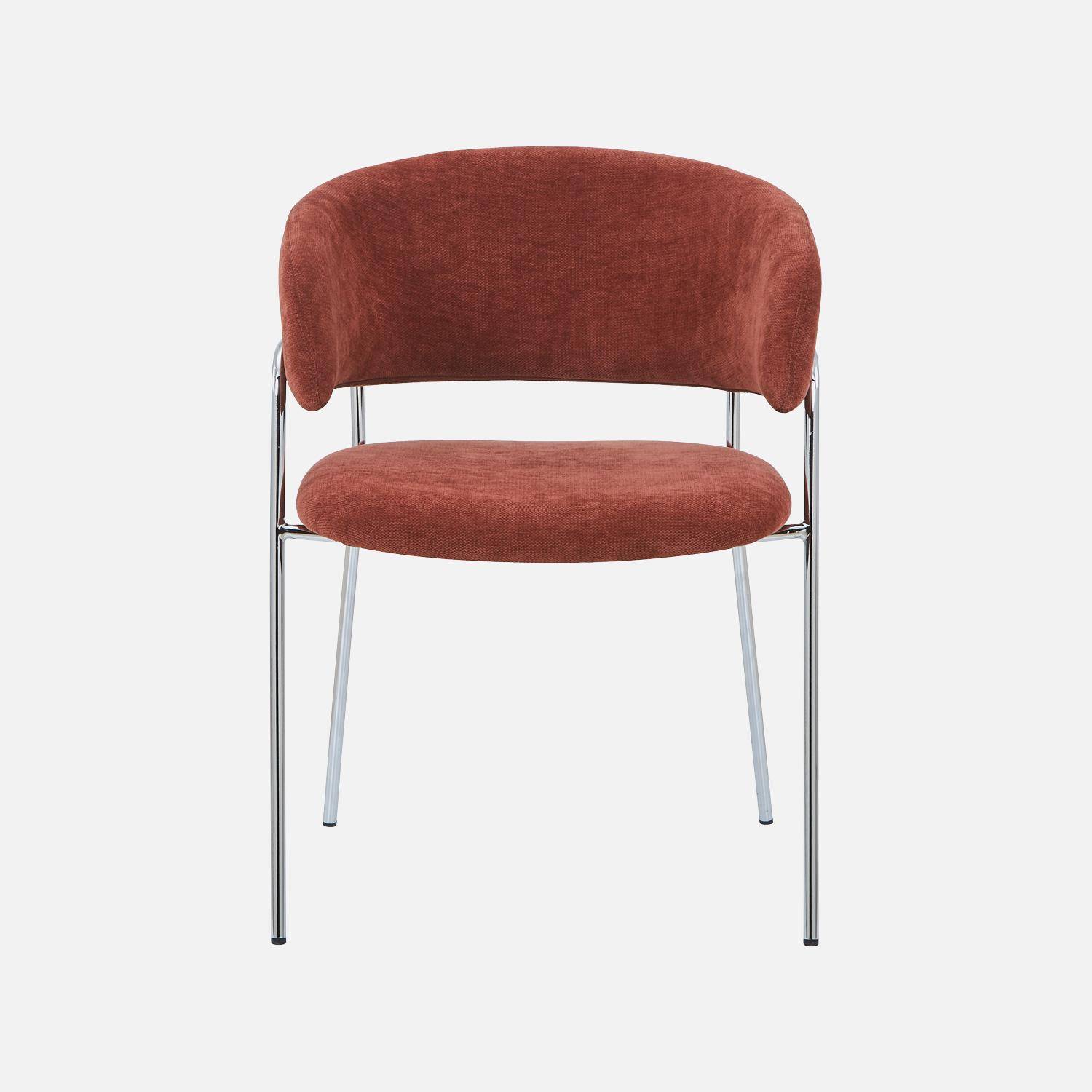 Lot de 2 fauteuils vintage tissu armature chromée rouge - Domo Photo4