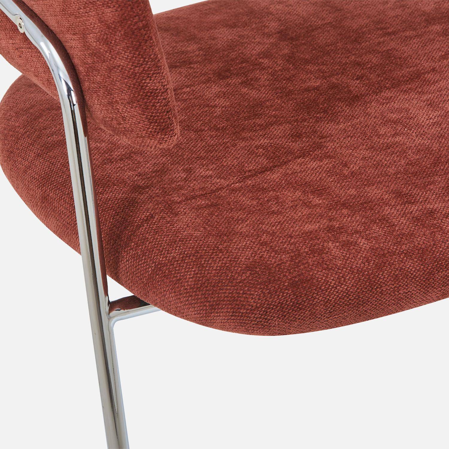 Lot de 2 fauteuils vintage tissu armature chromée rouge - Domo Photo6
