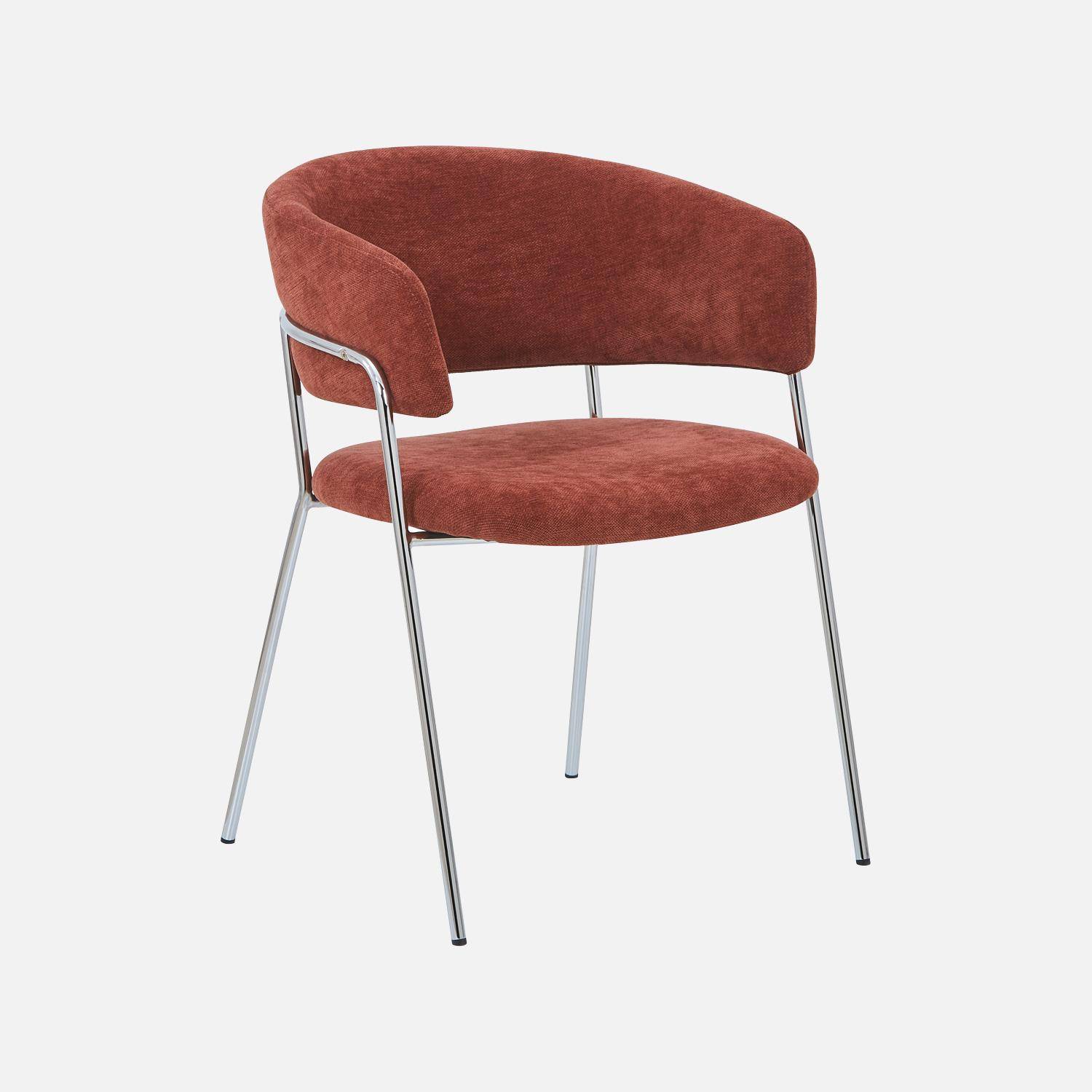 Lot de 2 fauteuils vintage tissu armature chromée rouge - Domo,sweeek,Photo3