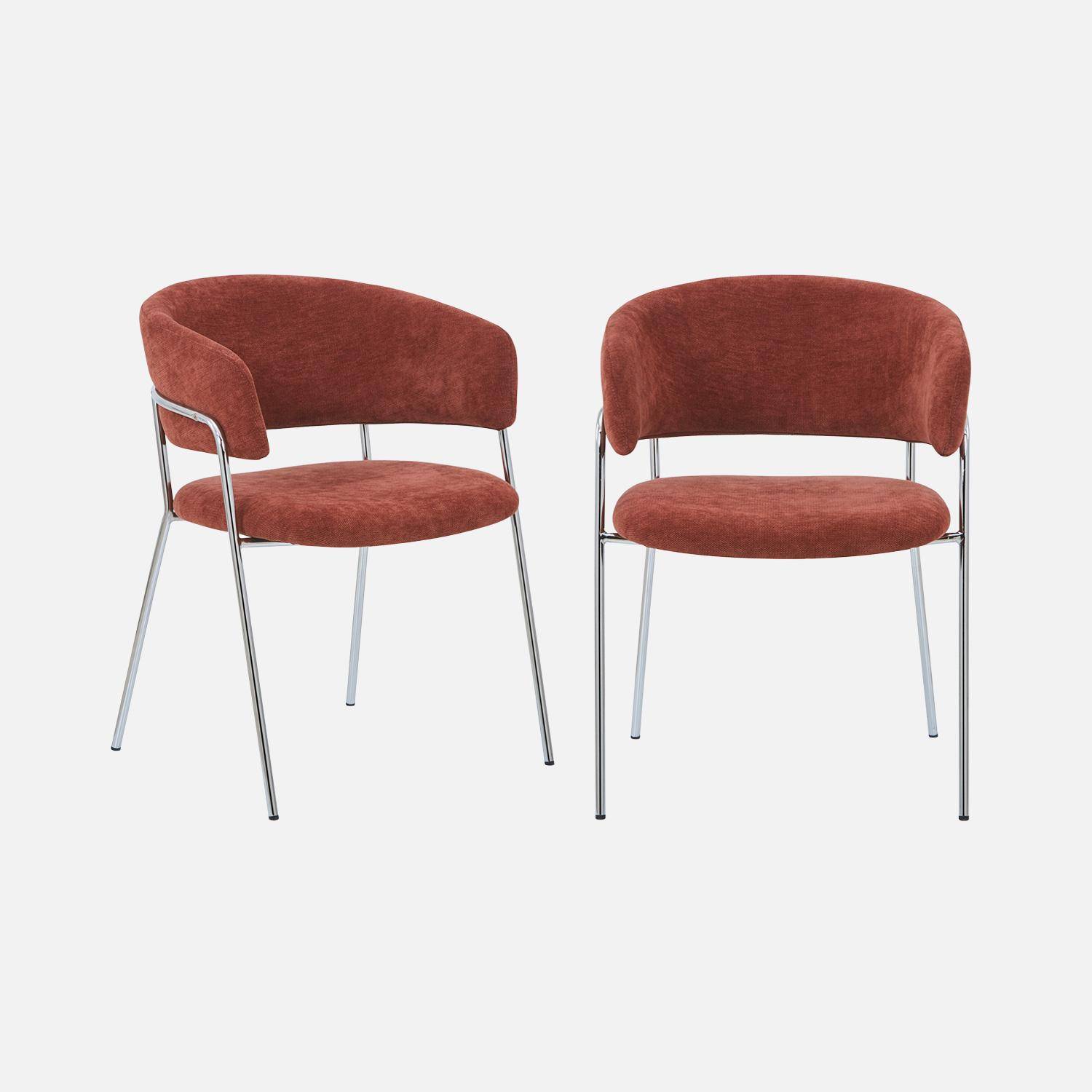 Lot de 2 fauteuils vintage tissu armature chromée rouge - Domo,sweeek,Photo2
