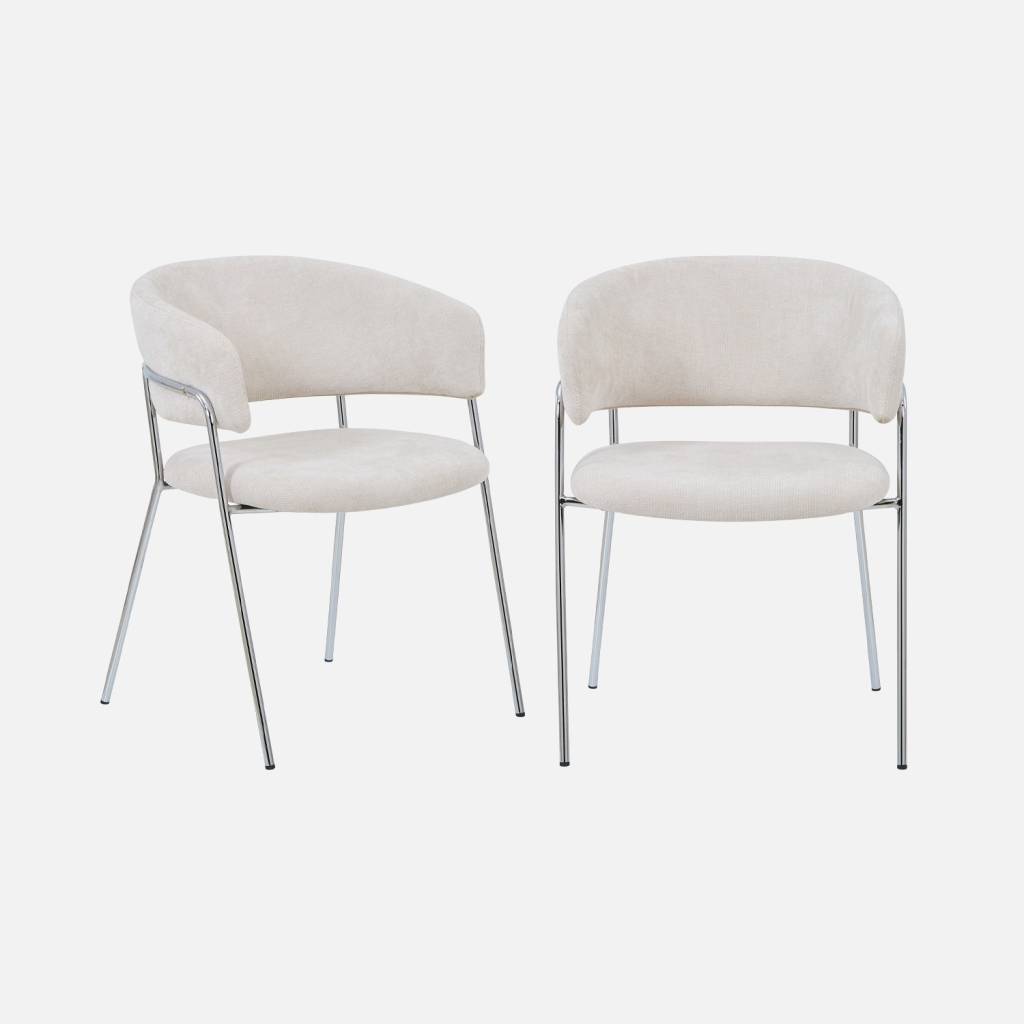 Lot de 2 fauteuils vintage tissu armature chromée beige