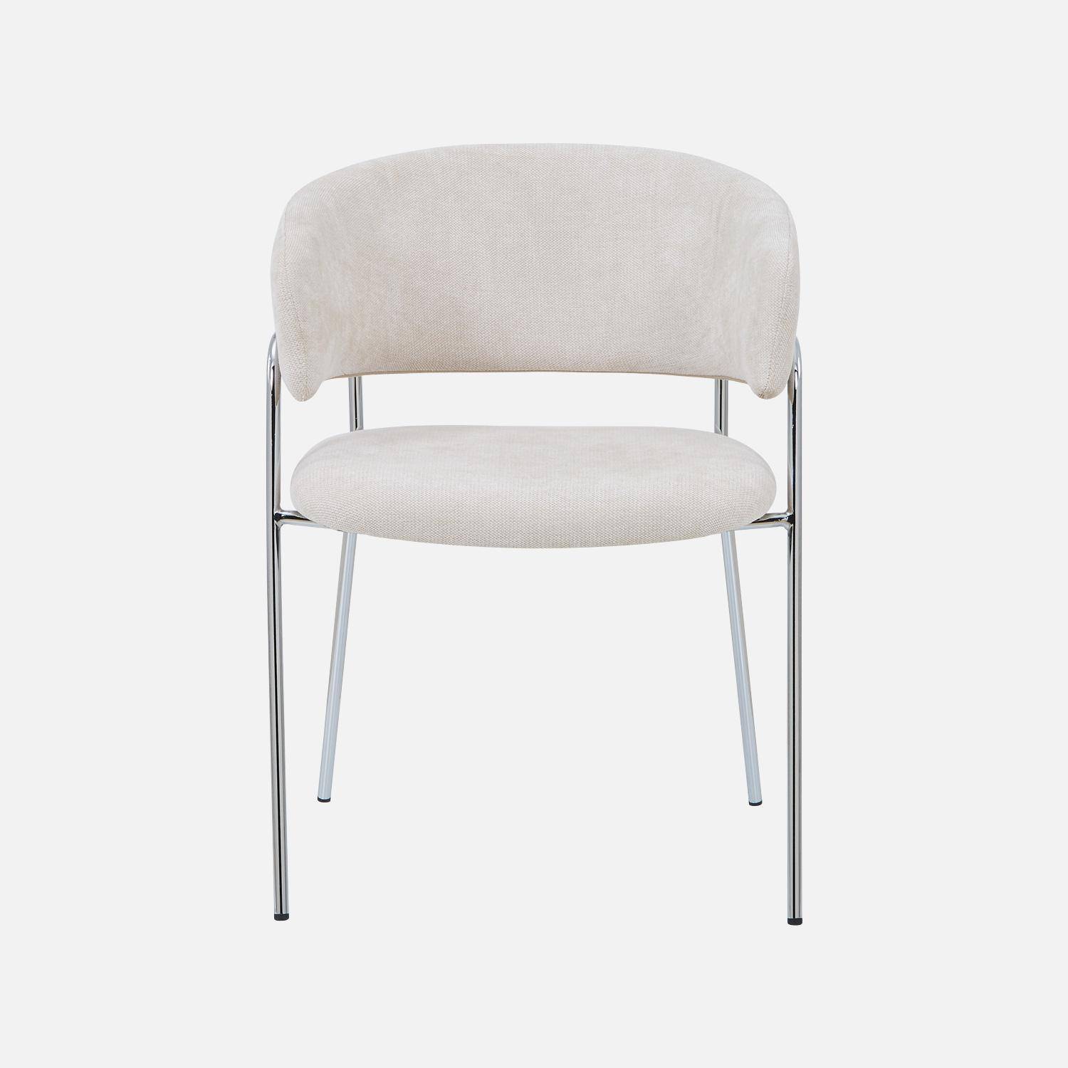Lot de 2 fauteuils vintage tissu armature chromée beige - Domo Photo4