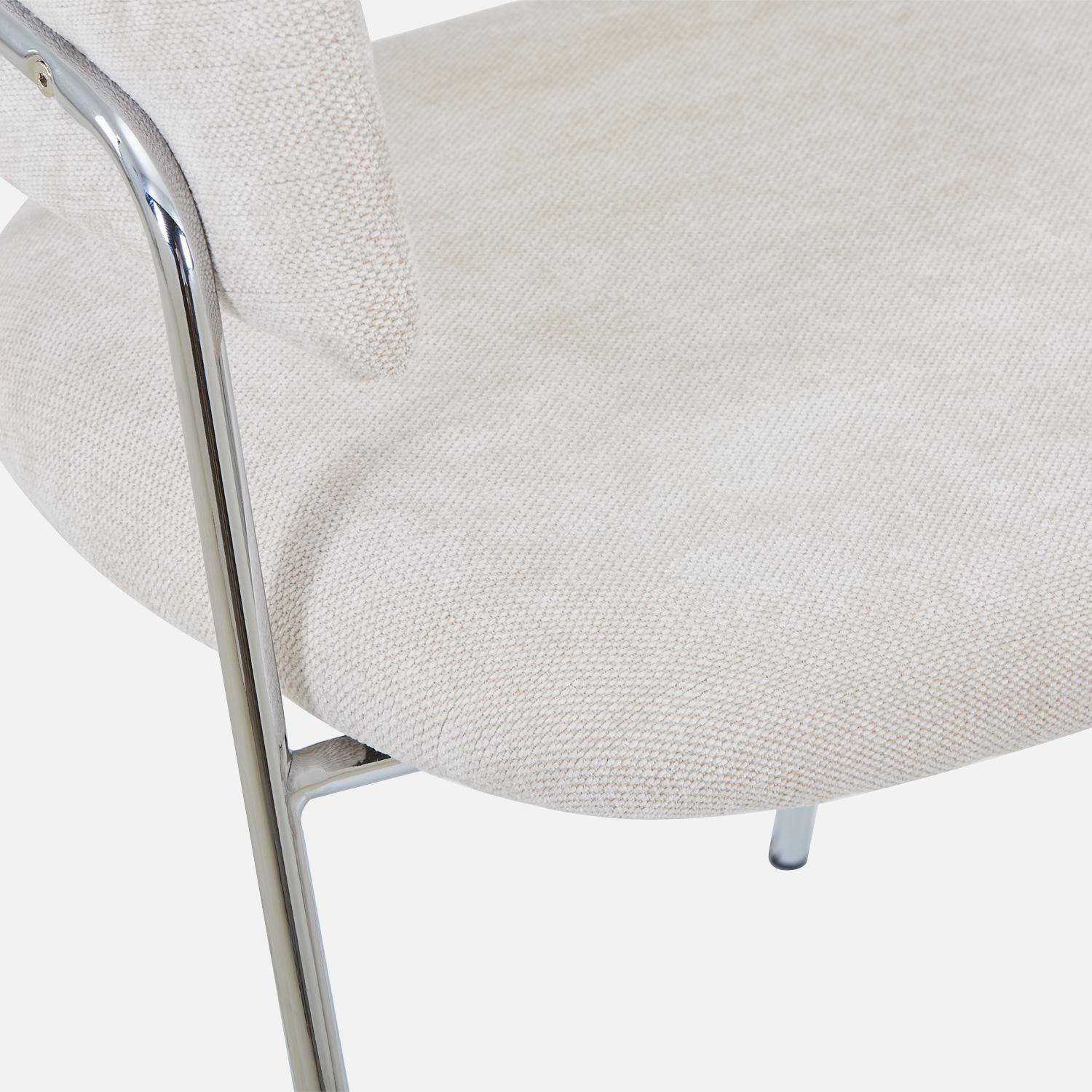 Lot de 2 fauteuils vintage tissu armature chromée beige - Domo Photo6