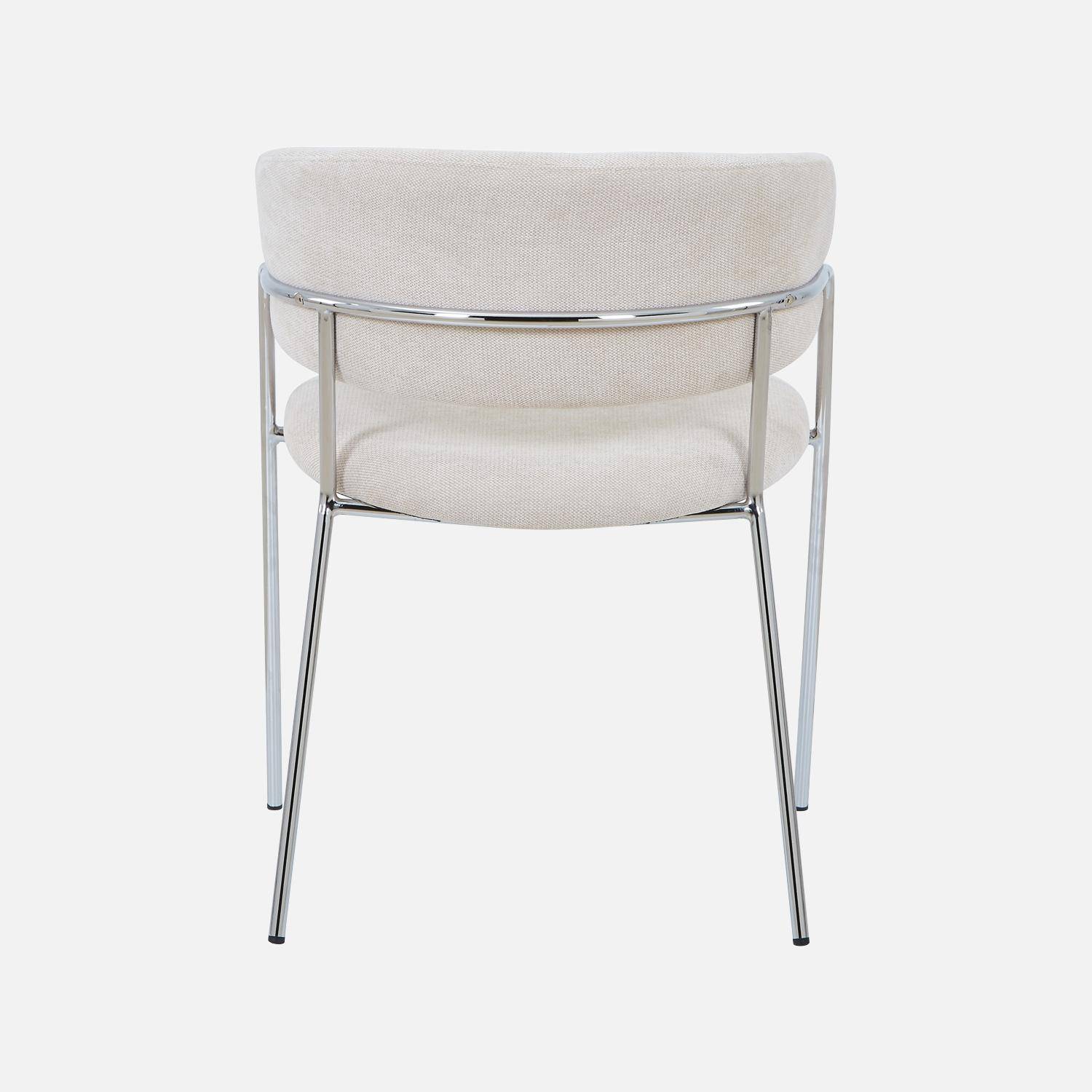 Lot de 2 fauteuils vintage tissu armature chromée beige - Domo Photo5