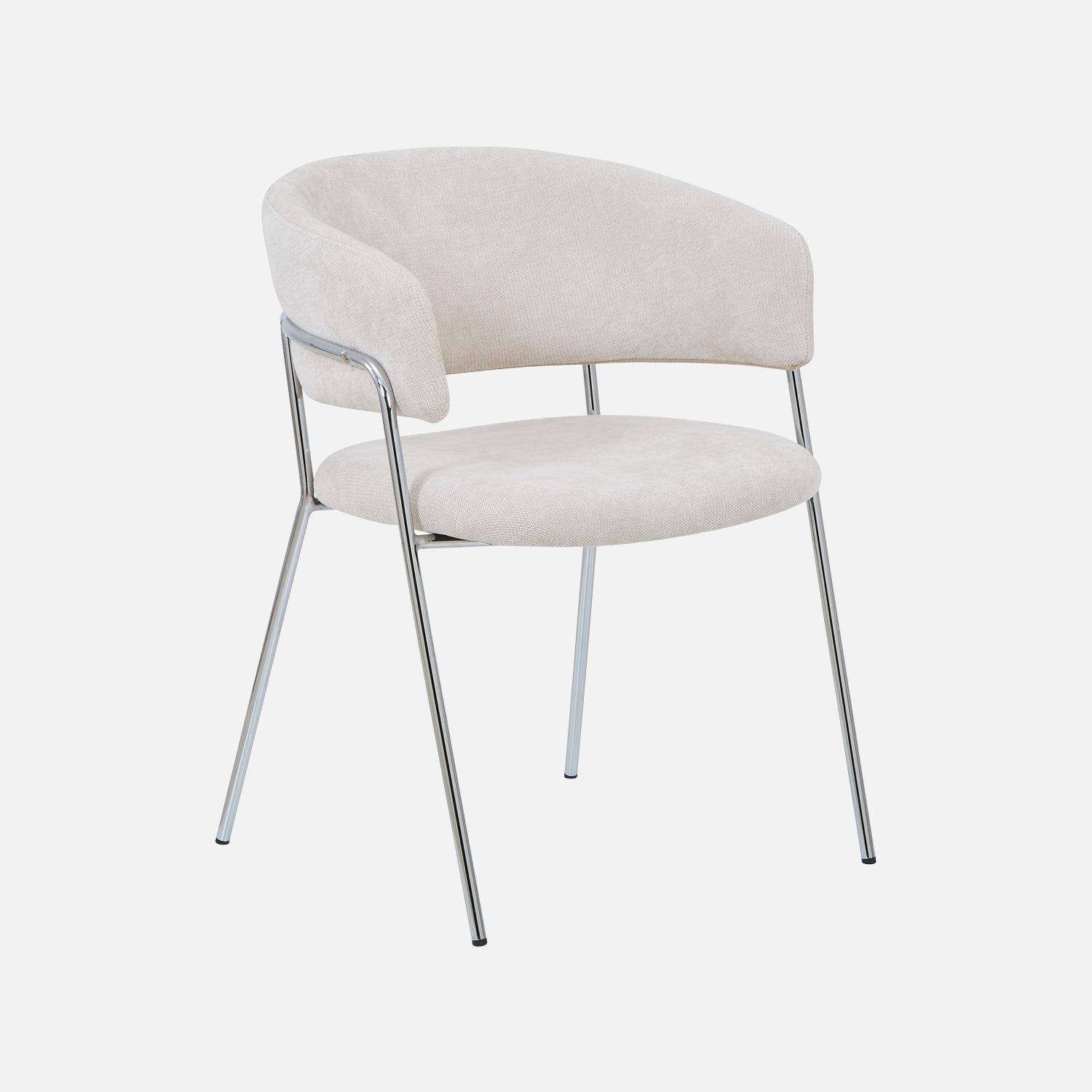 Lot de 2 fauteuils vintage tissu armature chromée beige - Domo,sweeek,Photo3