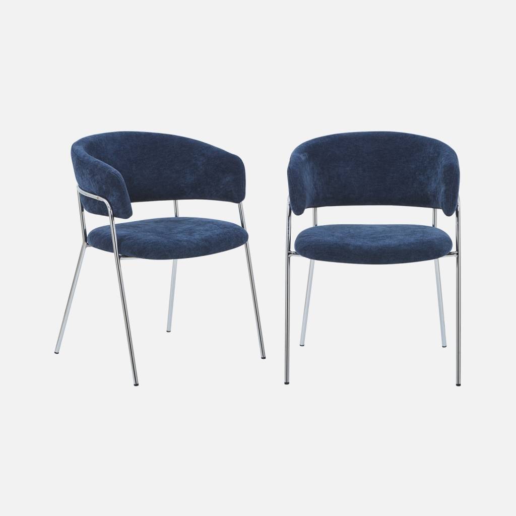 Lot de 2 fauteuils vintage tissu armature chromée bleu