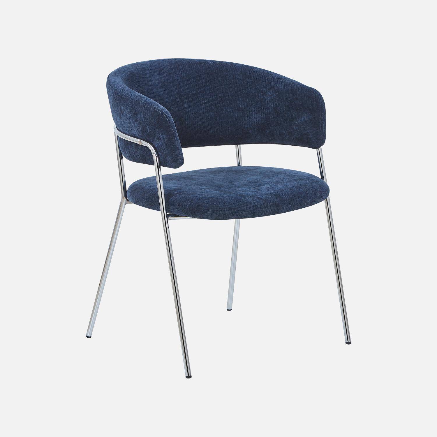 Lot de 2 fauteuils vintage tissu armature chromée bleu - Domo,sweeek,Photo3