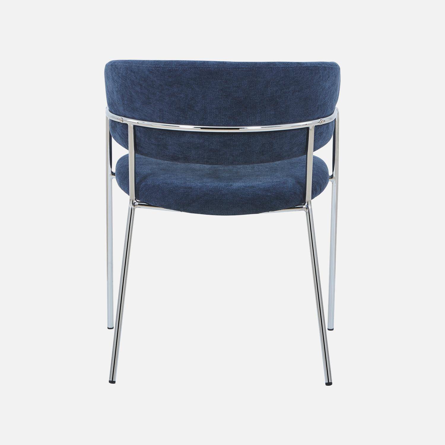 Lot de 2 fauteuils vintage tissu armature chromée bleu - Domo Photo5