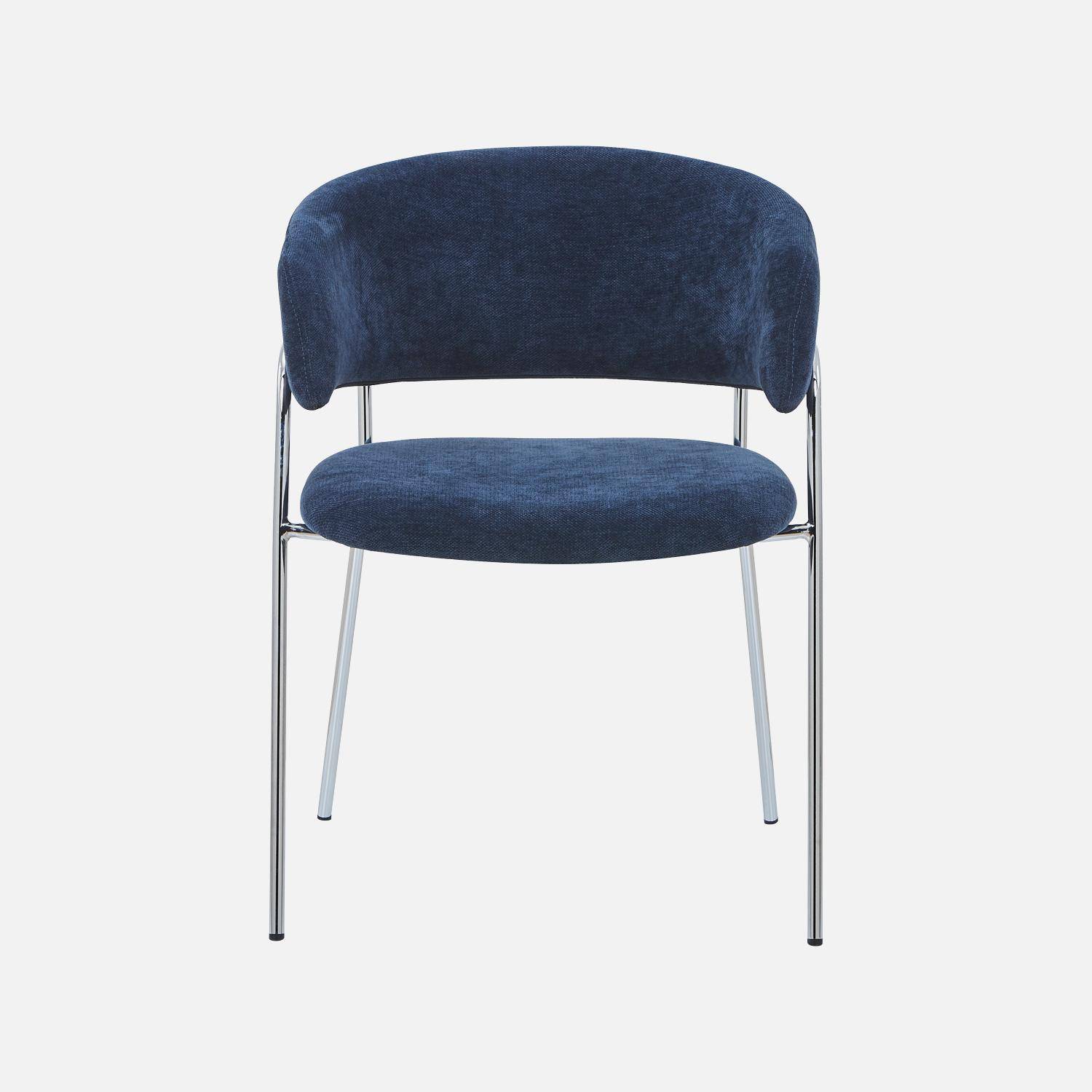 Lot de 2 fauteuils vintage tissu armature chromée bleu - Domo Photo4