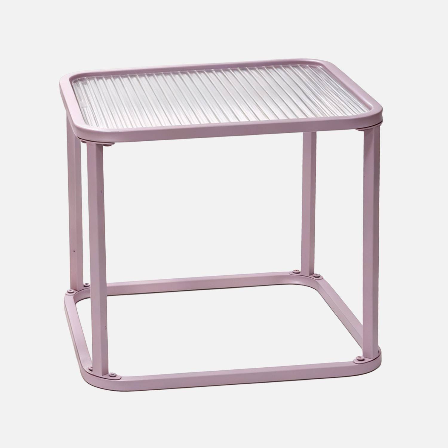 Nesttafels van metaal en geribbeld glas in oranje en roze - Tano,sweeek,Photo4