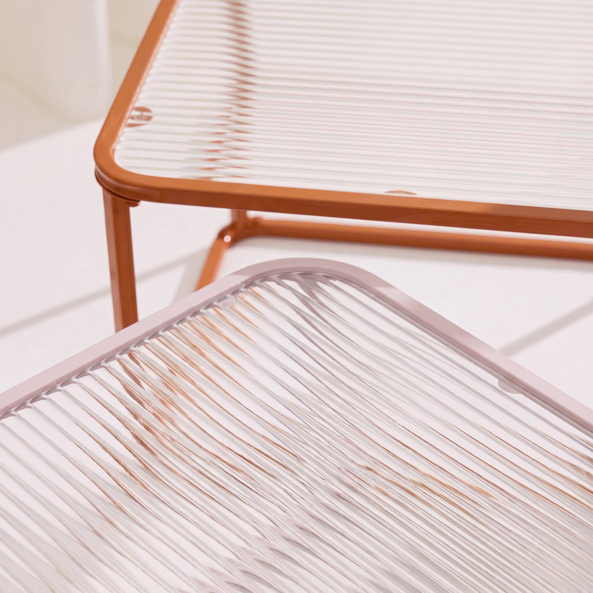 Set of 2 nesting tables metal and ribbed glass orange and pink - Tano,sweeek,Photo3