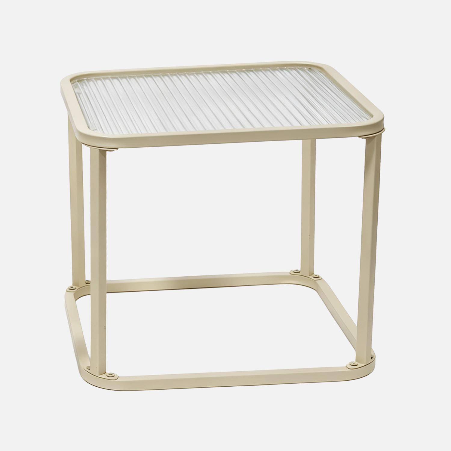 Nesttafels van metaal en geribbeld glas in ecru - Tano Photo3