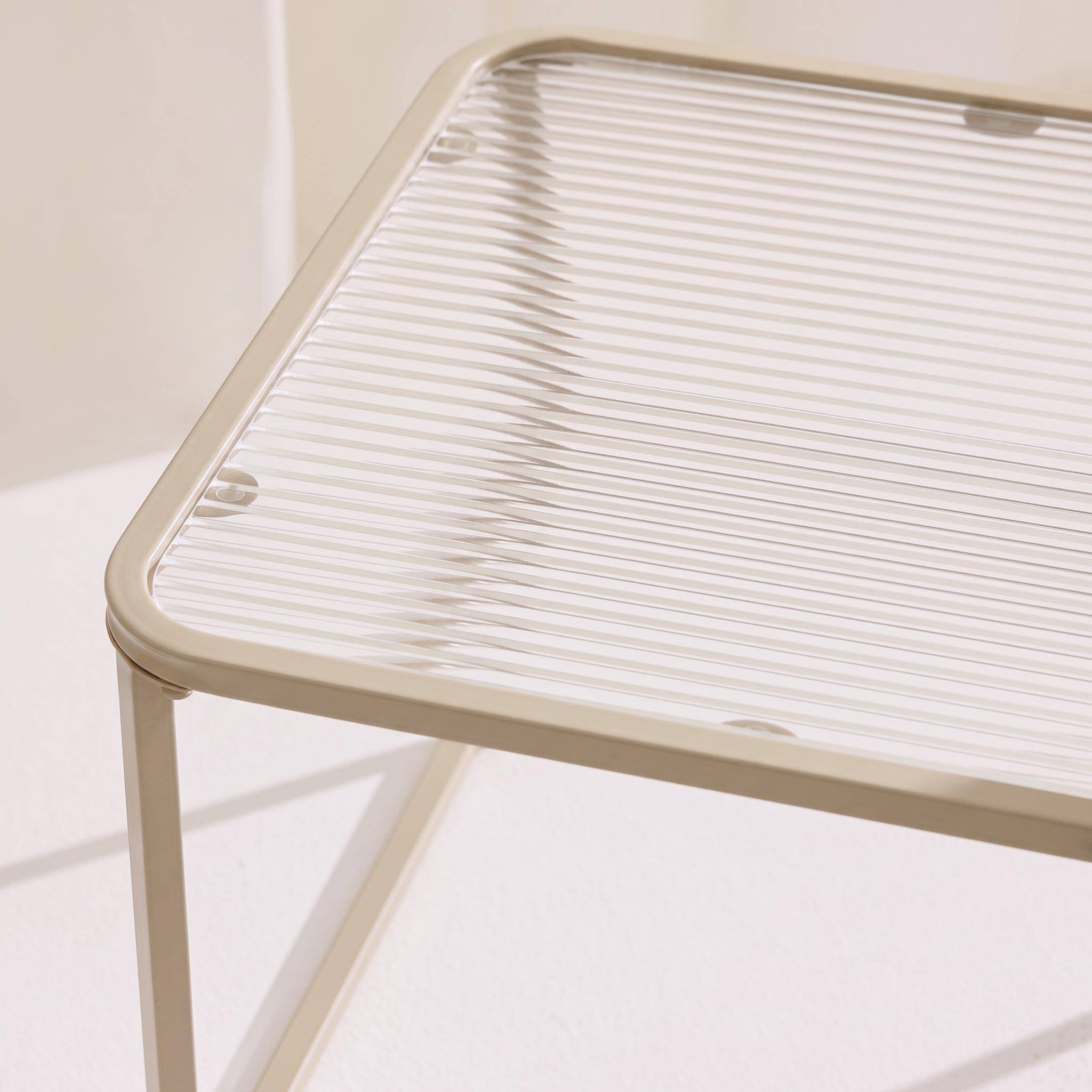 Set of 2 nesting tables metal and ribbed glass off-white - Tano,sweeek,Photo4