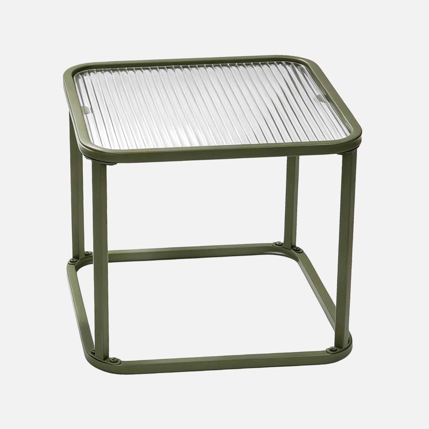 Nesttafels van metaal en geribbeld glas in blauw en groen - Tano Photo4