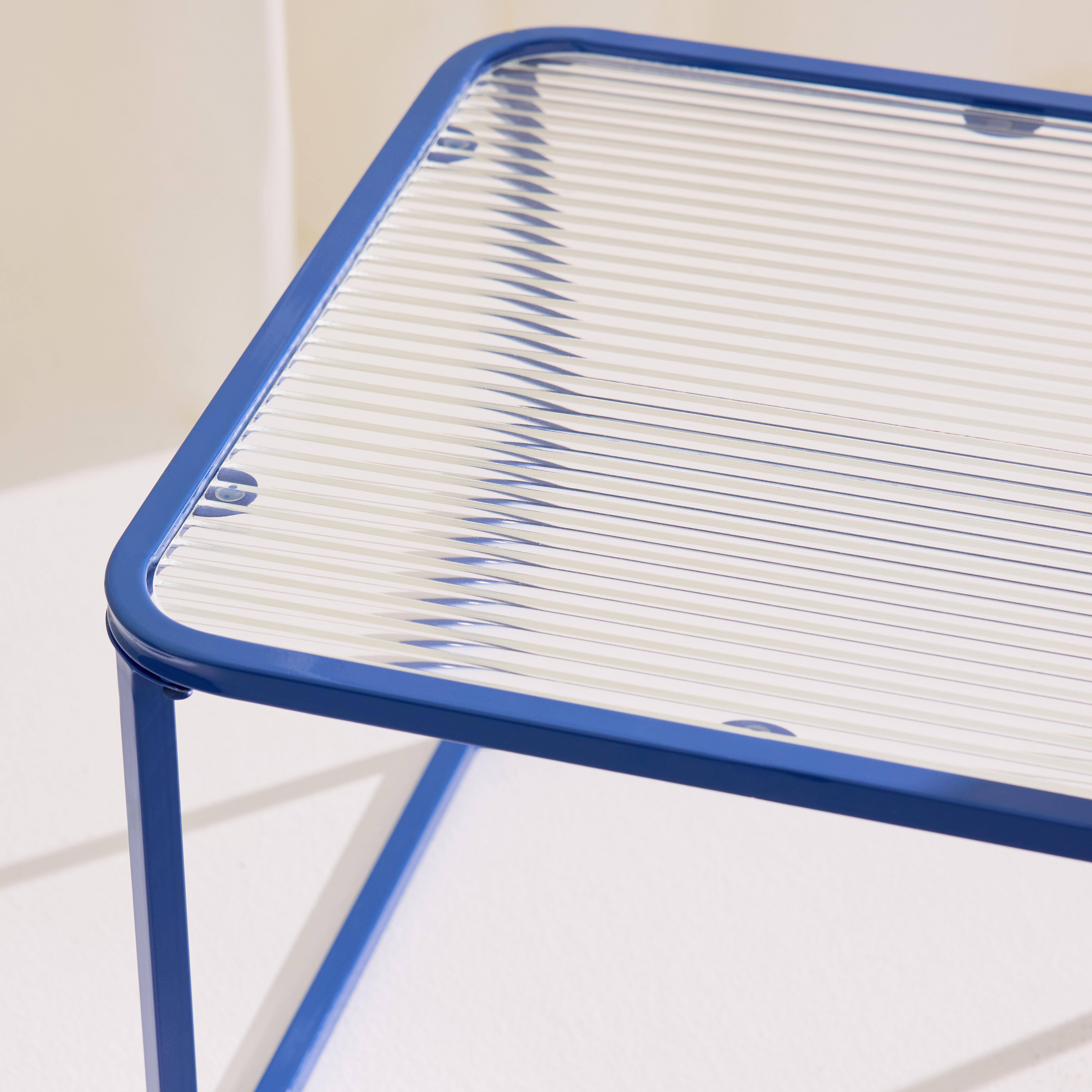 Set of 2 nesting tables metal and ribbed glass blue and green - Tano Photo4