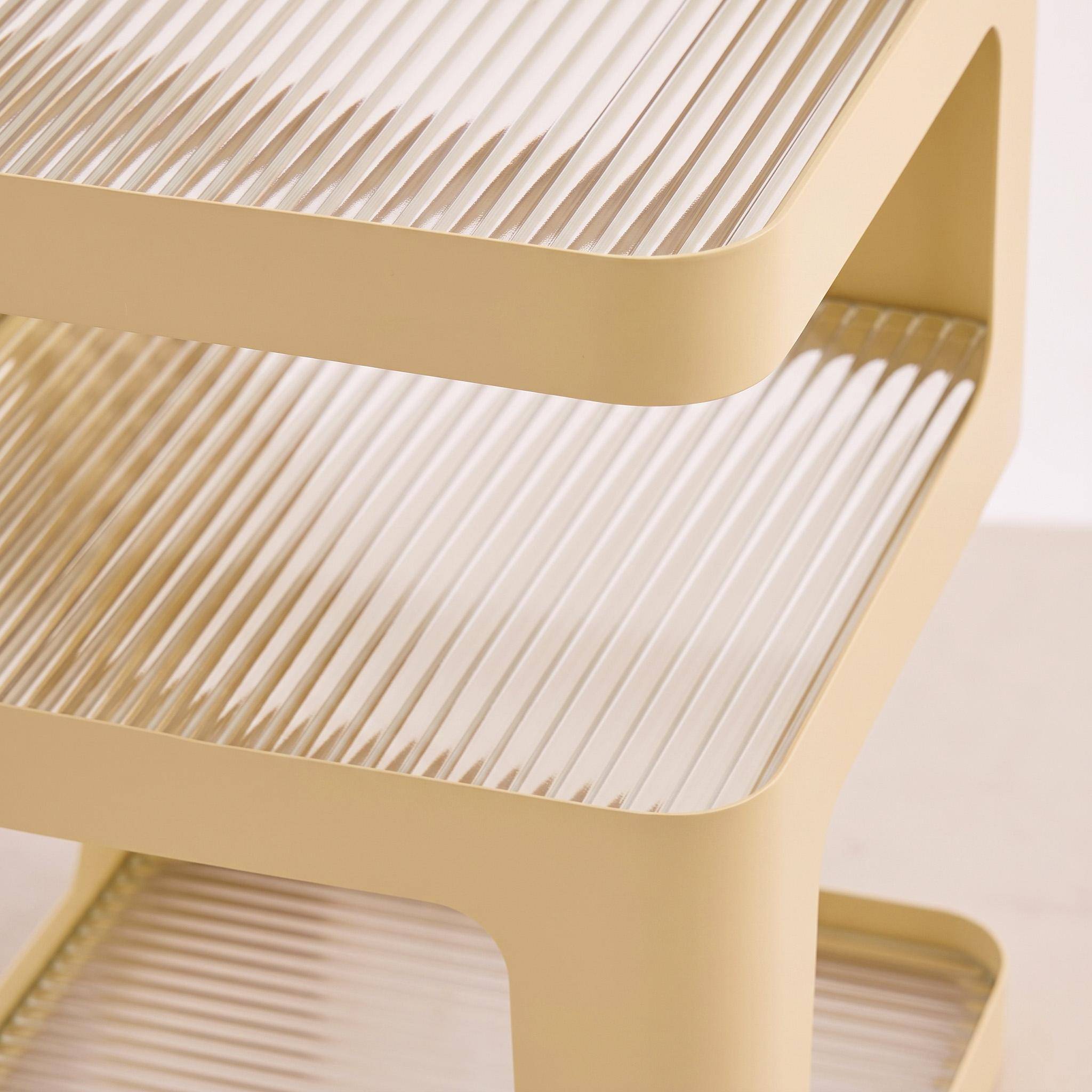 Side table, bedside table metal and ribbed glass off-white 35x35x49 cm - Nae Photo4