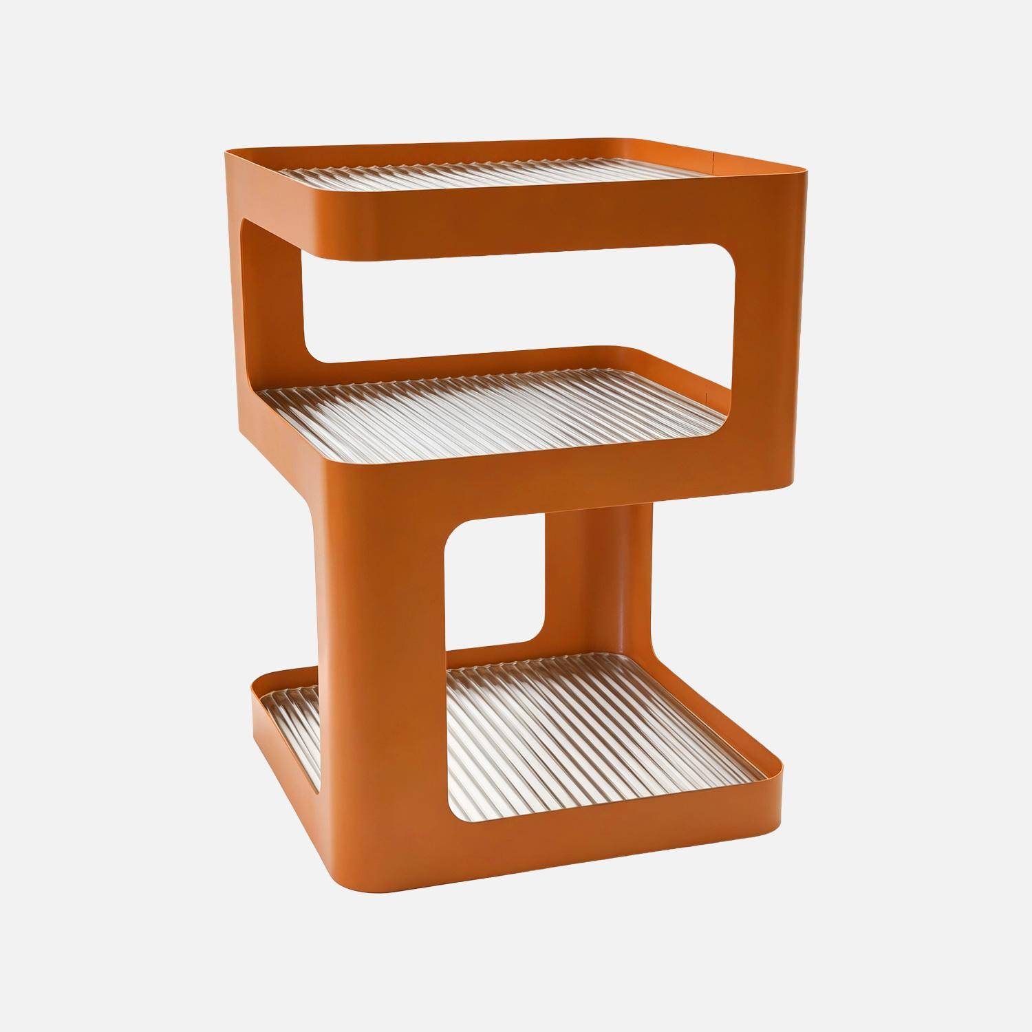 Side table, bedside table metal and ribbed glass orange 35x35x49 cm - Nae,sweeek,Photo5
