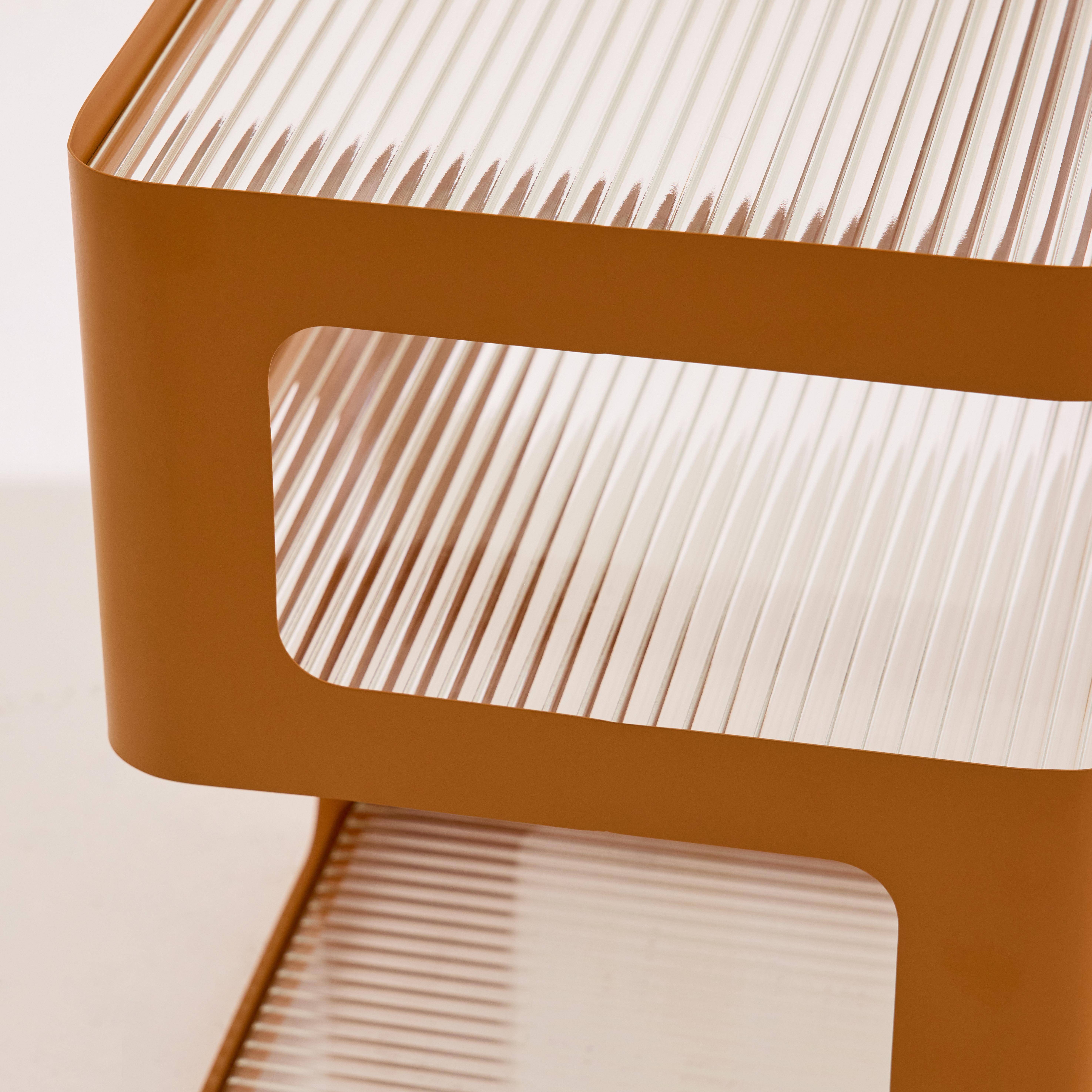 Side table, bedside table metal and ribbed glass orange 35x35x49 cm - Nae Photo4