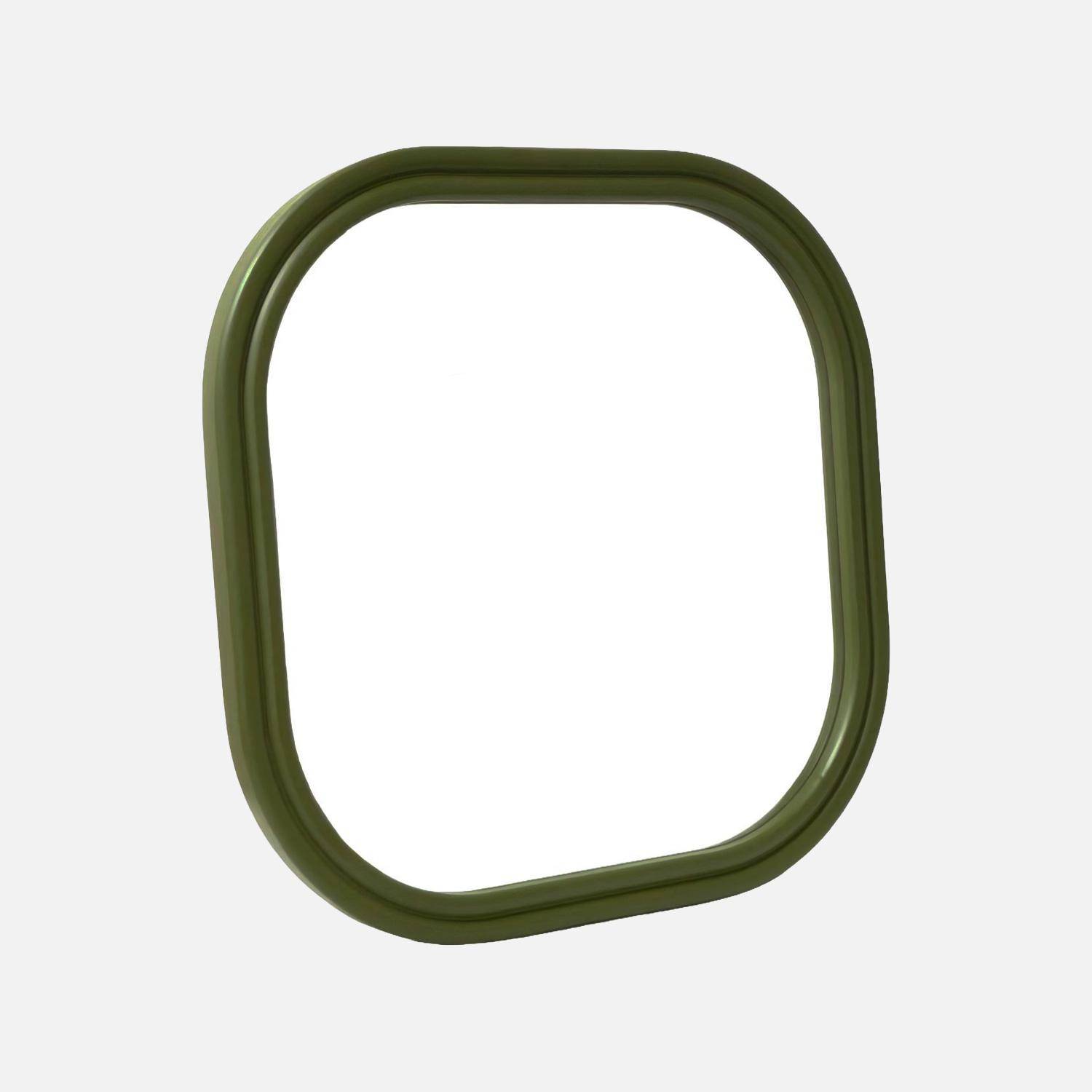 Miroir carré décor bois 60cm kaki - Nex Photo4