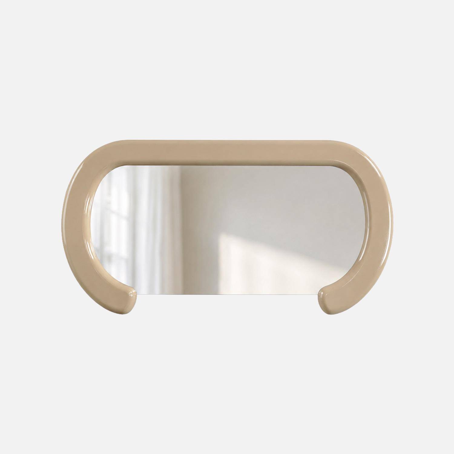 Miroir ovale décor bois 91cm écru - Link,sweeek,Photo3