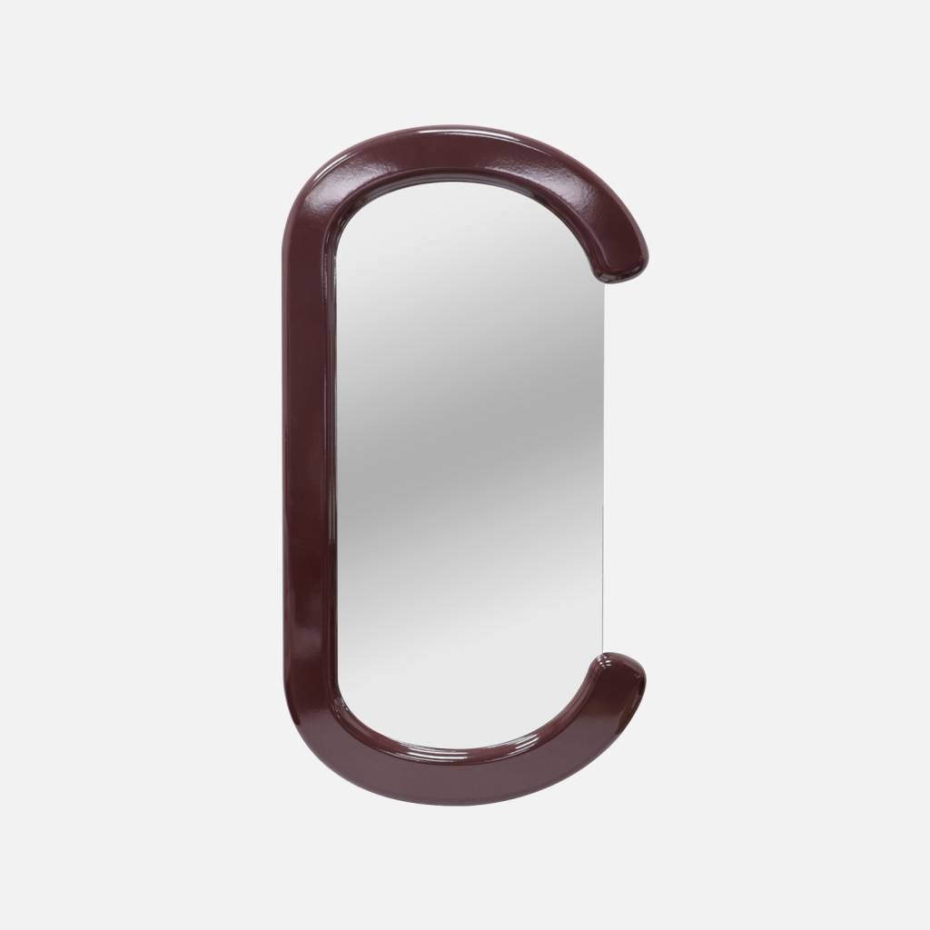 Miroir ovale décor bois 91cm bordeaux