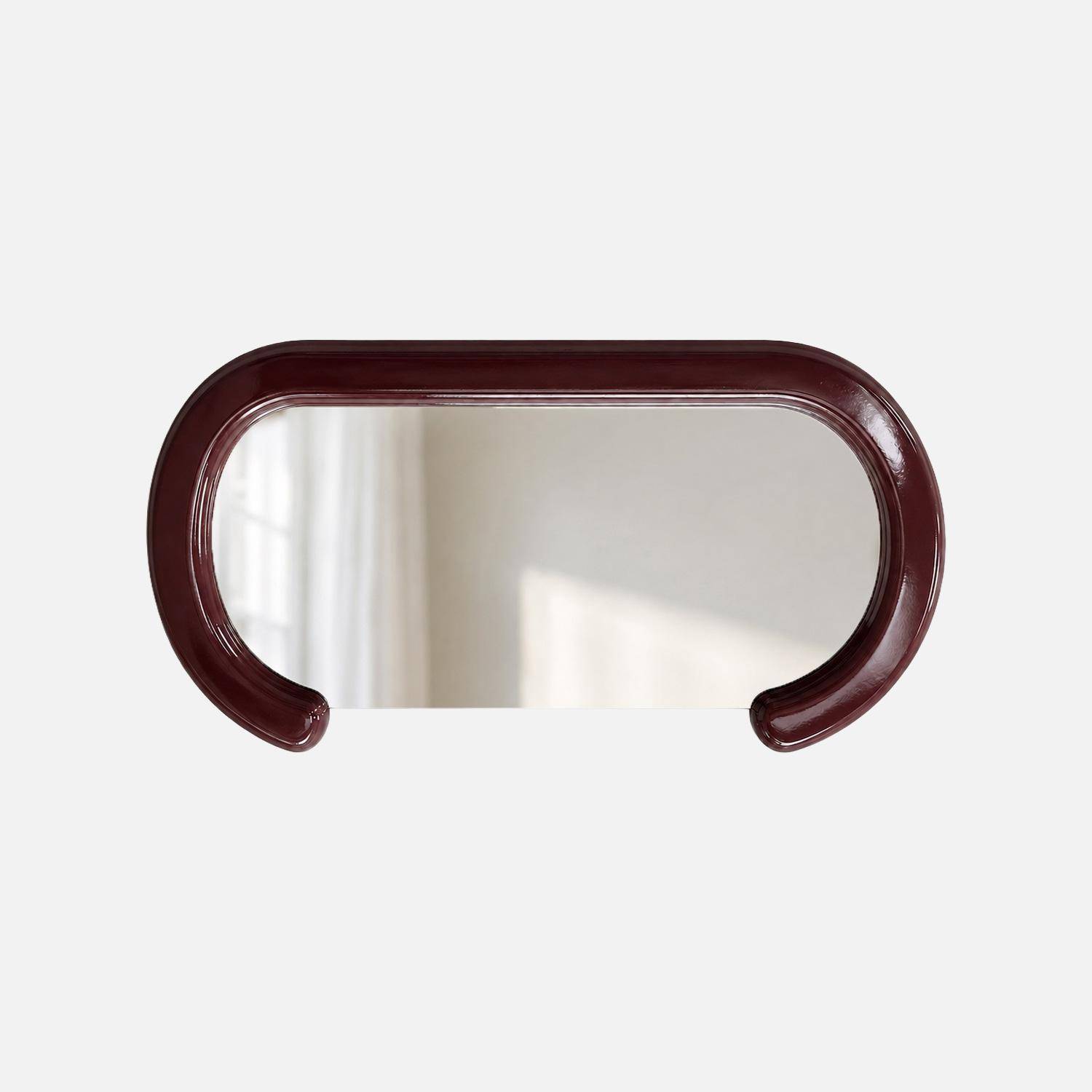 Espejo ovalado de madera, 91cm, Link, Burdeos, 91x3.5x50 cm Photo2