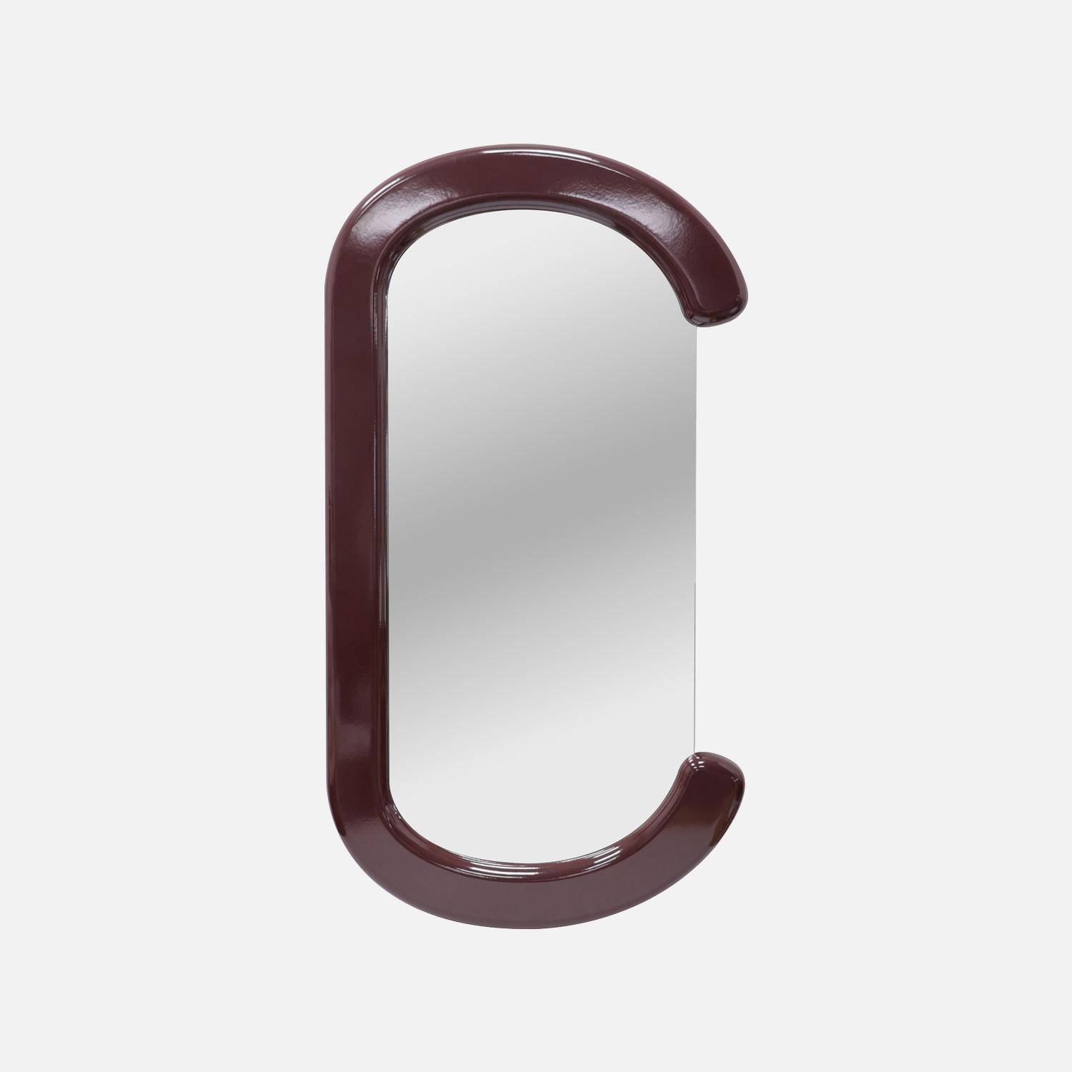 Miroir ovale décor bois 91cm bordeaux - Link Photo1