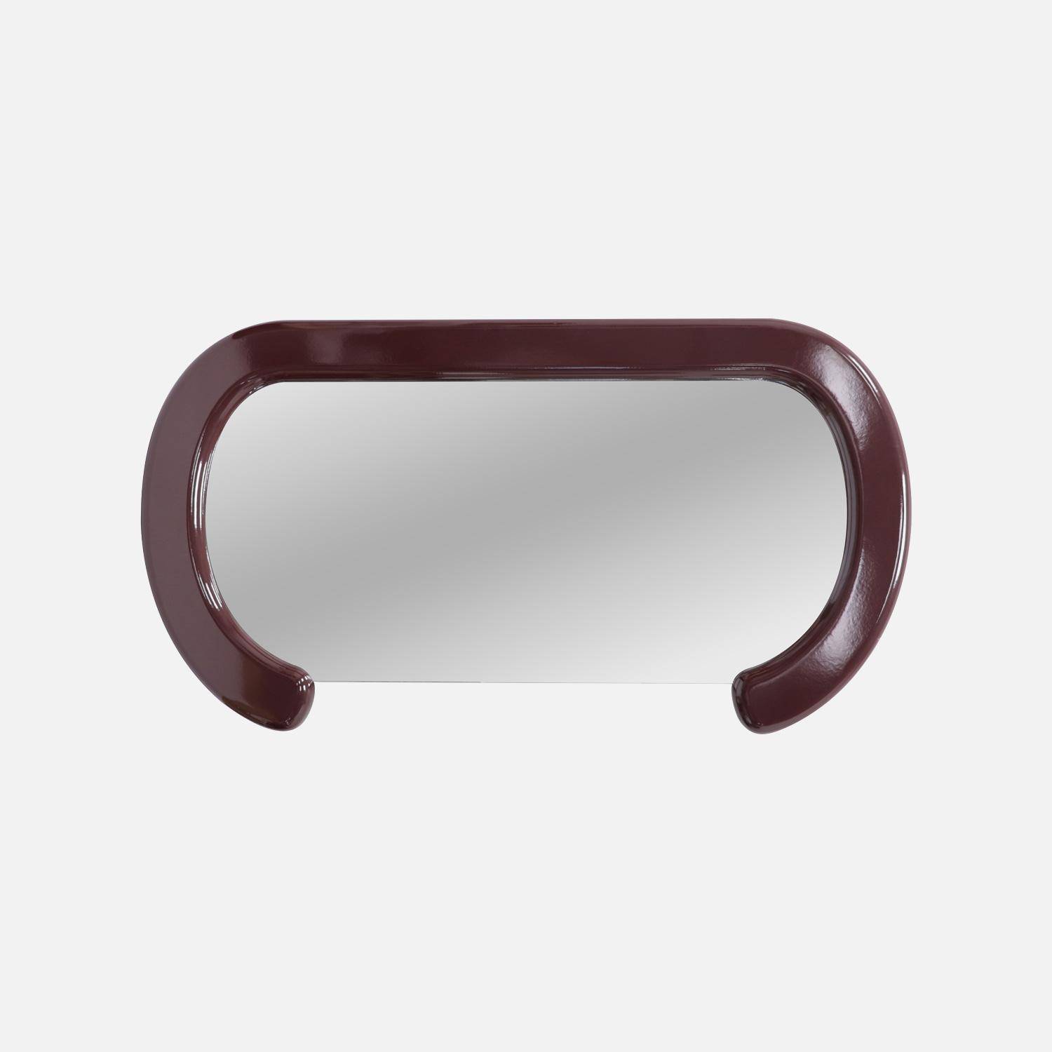 Miroir ovale décor bois 91cm bordeaux - Link Photo2