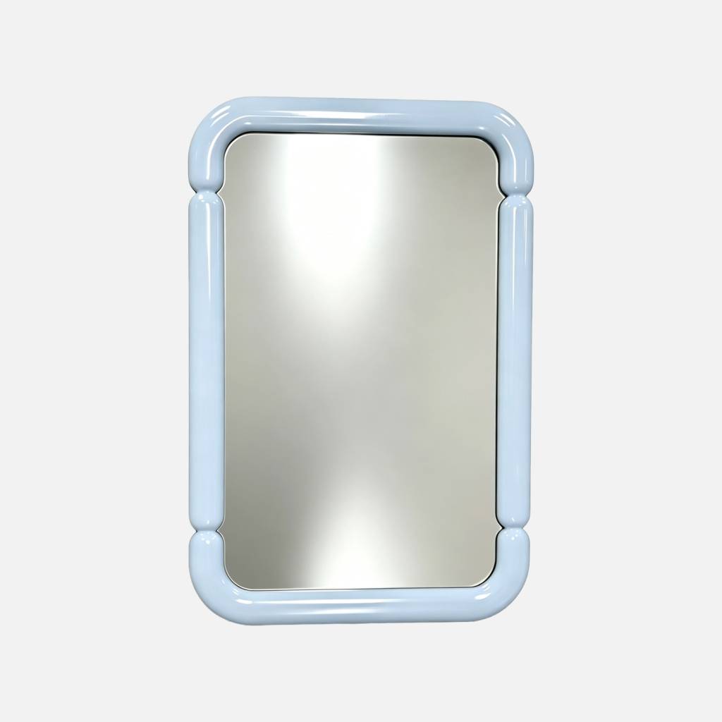 Espejo decorativo rectangular de madera, 106cm, Azul claro