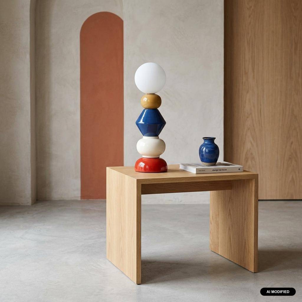Tafellamp interieur keramiek en glas Ø13cm rood - Omi Photo1