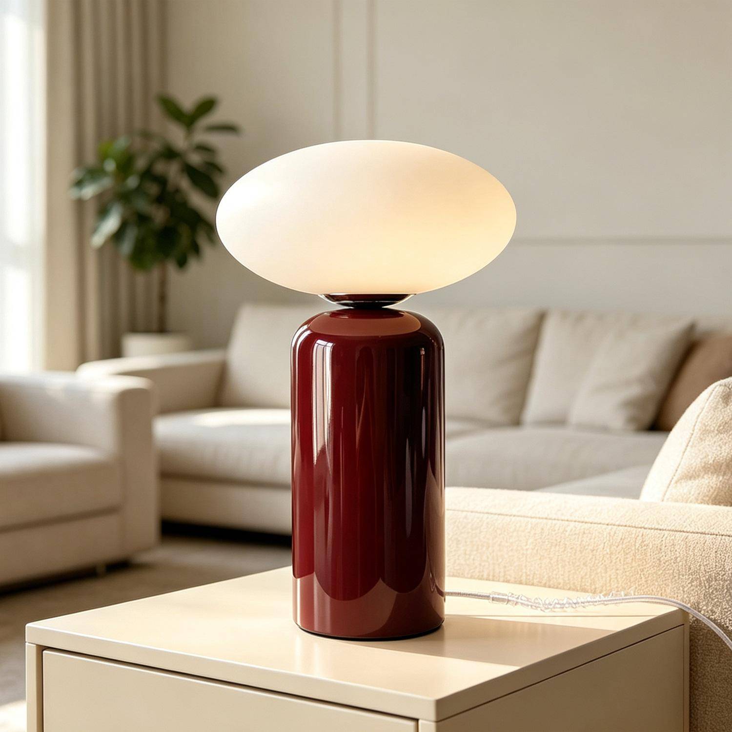 Lampe de table intérieur céramique et verre Ø25cm bordeaux - Tili Photo1