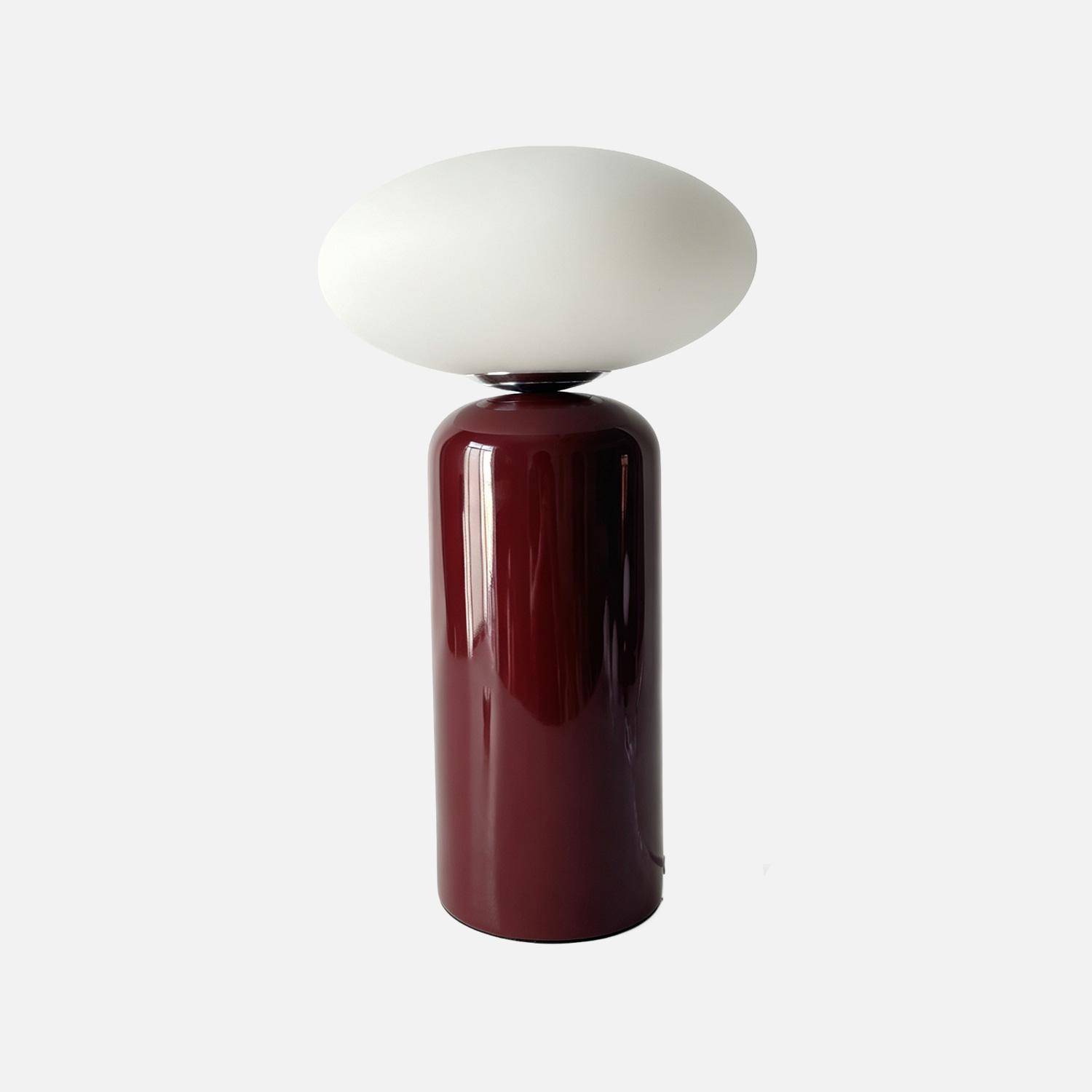 Lampe de table intérieur céramique et verre Ø25cm bordeaux - Tili Photo2