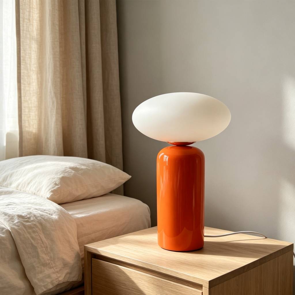 Lampe de table céramique et verre Ø25cm orange