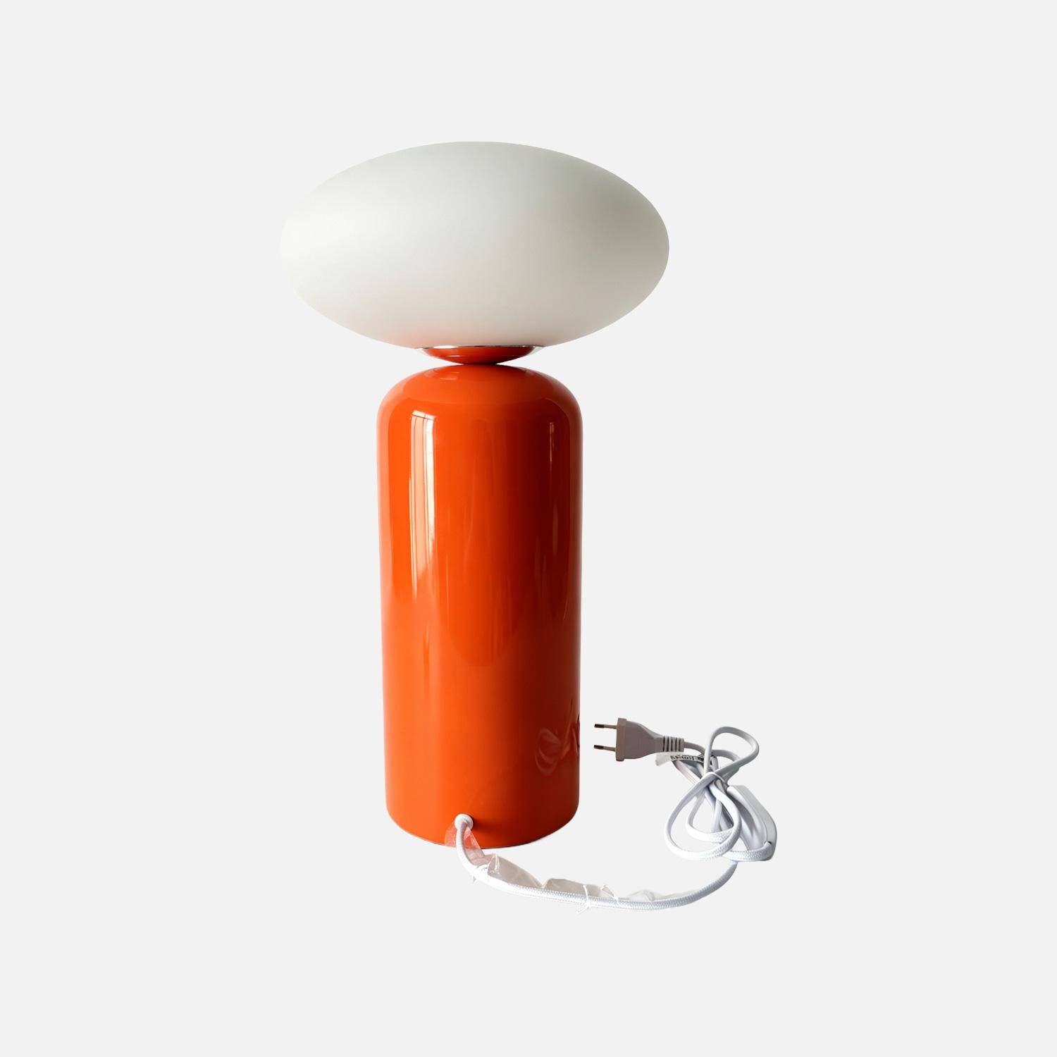 Lampe de table intérieur céramique et verre Ø25cm orange - Tili Photo4