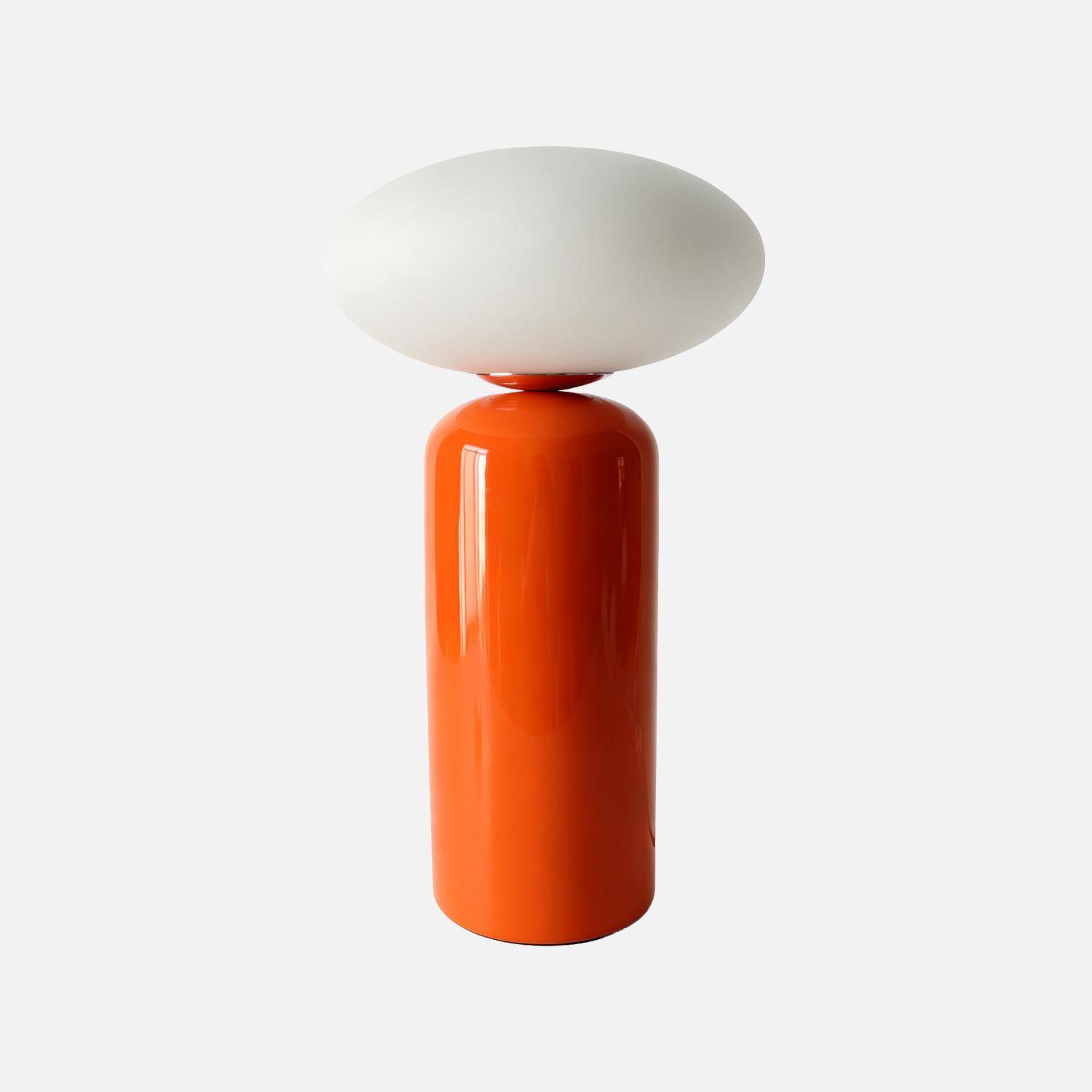 Lampe de table intérieur céramique et verre Ø25cm orange - Tili Photo2