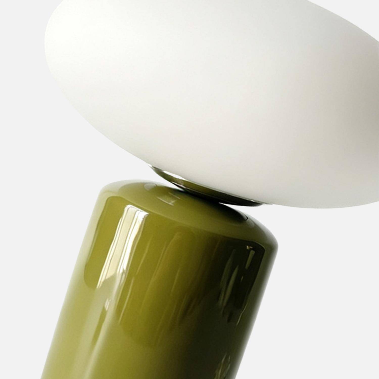 Lámpara de mesa interior de cerámica y vidrio,  Ø25,5cm, Lyra, Verde kaki, 25.5x25.5x31.5 cm Photo3