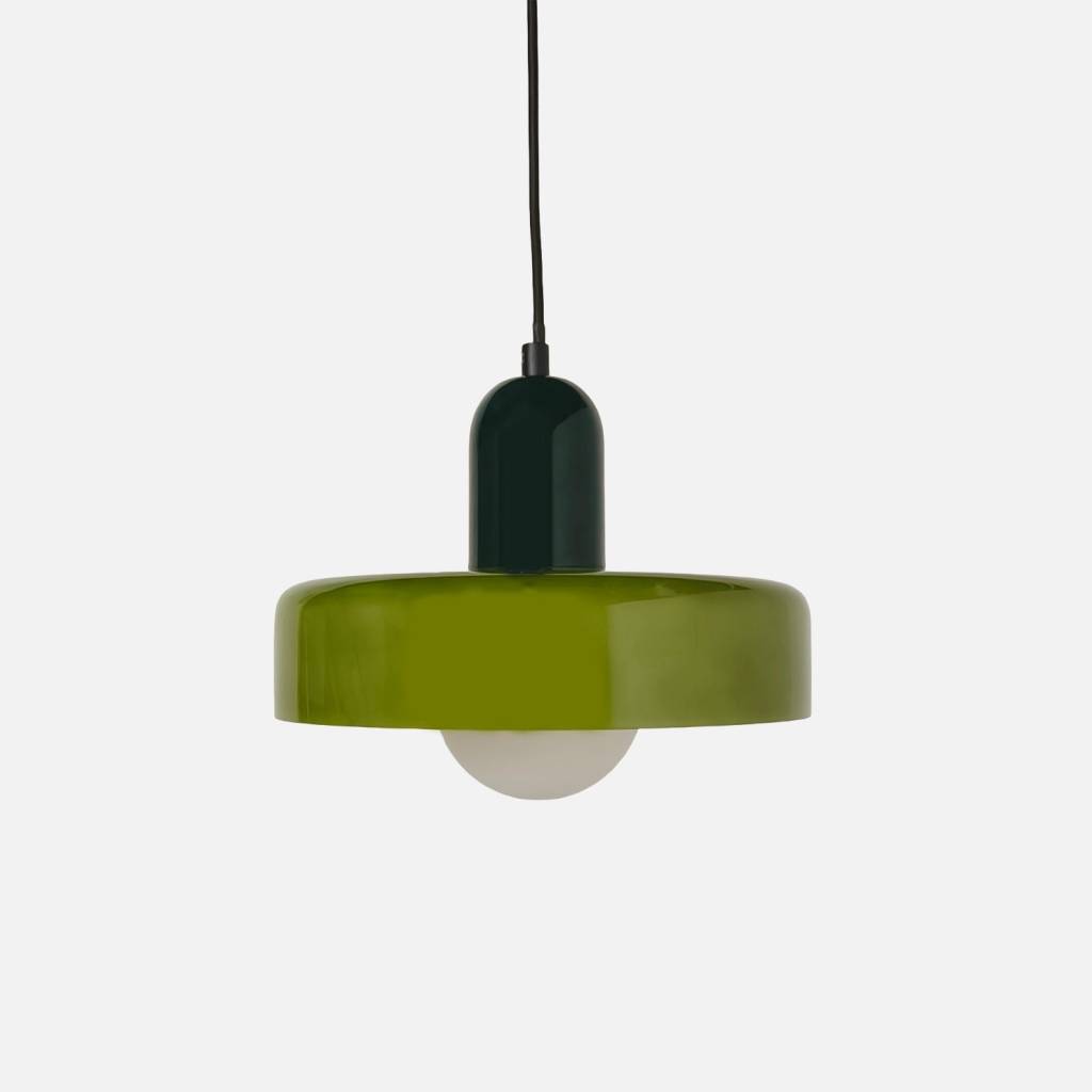 Suspension verre et métal Ø25cm vert