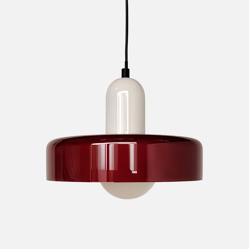 Suspension verre et métal Ø25cm bordeaux
