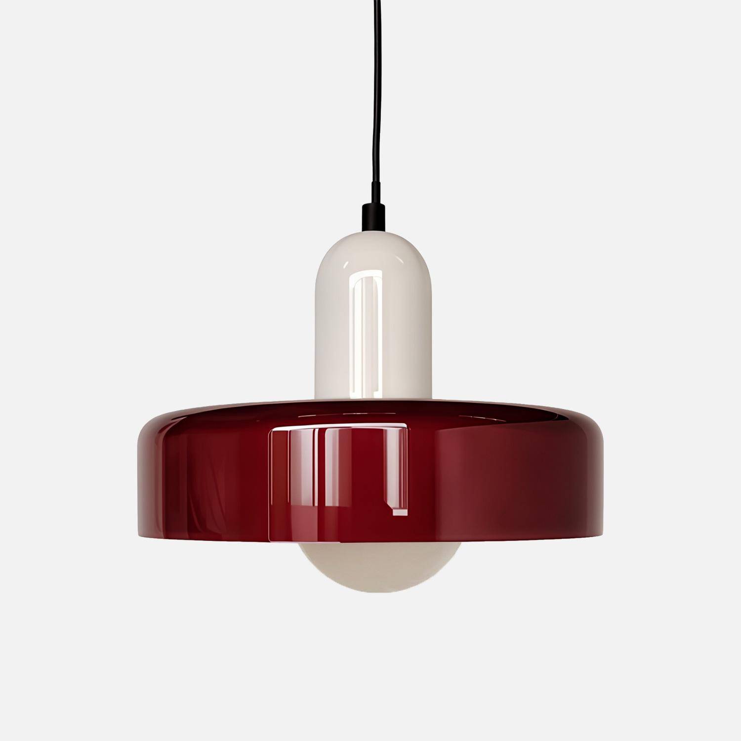 Suspension intérieur verre et métal Ø25cm bordeaux - Charles Photo1